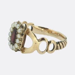 Georgian Ruby and Pearl Cluster Ring