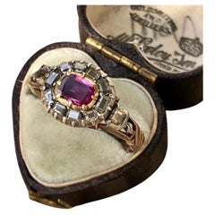 Georgian Ruby and Table-Cut Diamond Ring
