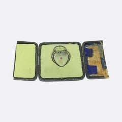 Georgian Ruby Diamond and Rock Crystal Heart Pendant Brooch