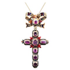 Antique Georgian Ruby 
Enamel Cross Circa 1780-1800