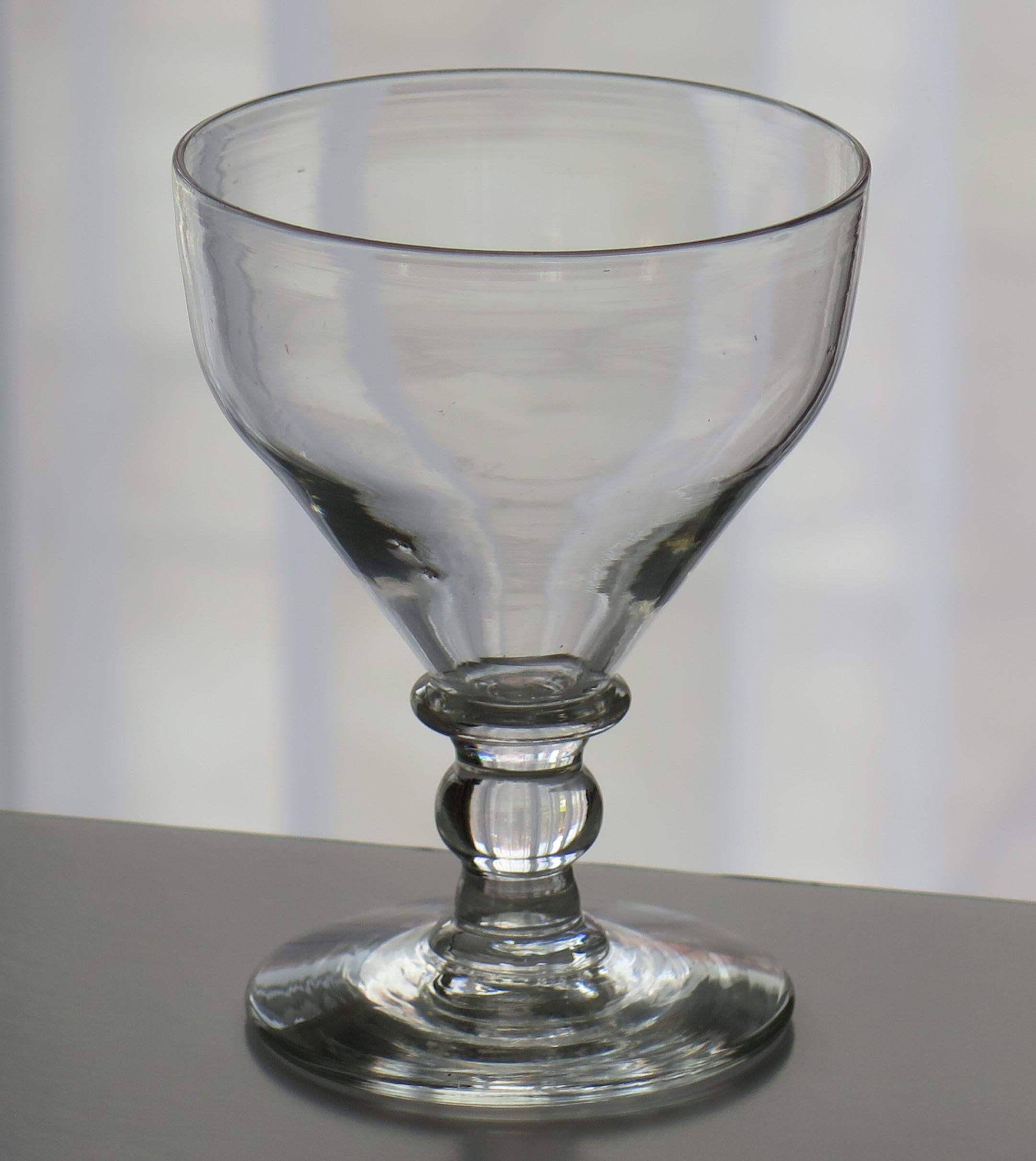Hand-Crafted Georgian Rummer Drinking Glass Hand Blown with Ball Knop, English circa 1810 For Sale