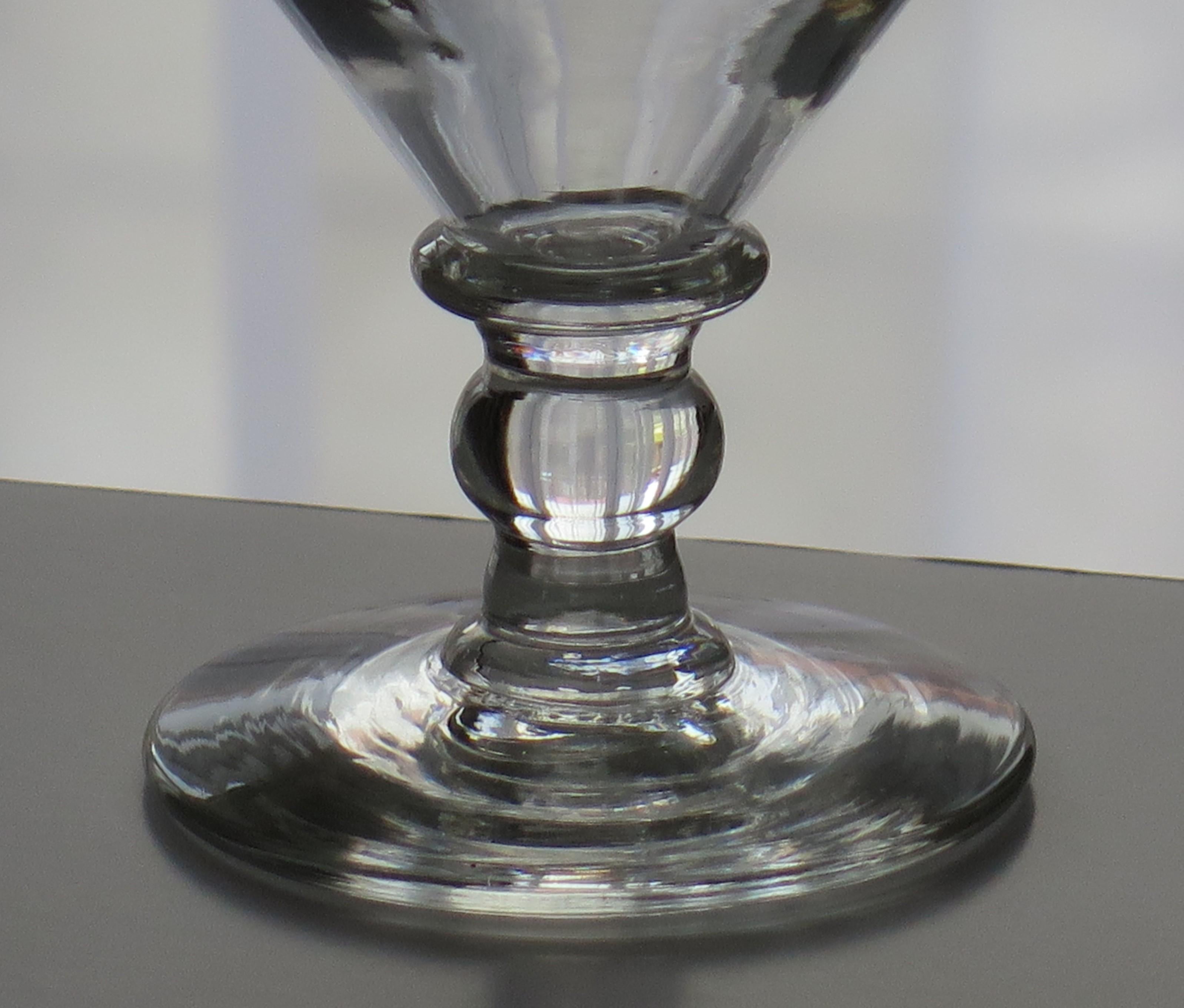 Georgian Rummer Drinking Glass Hand Blown with Ball Knop, English circa 1810 For Sale 1