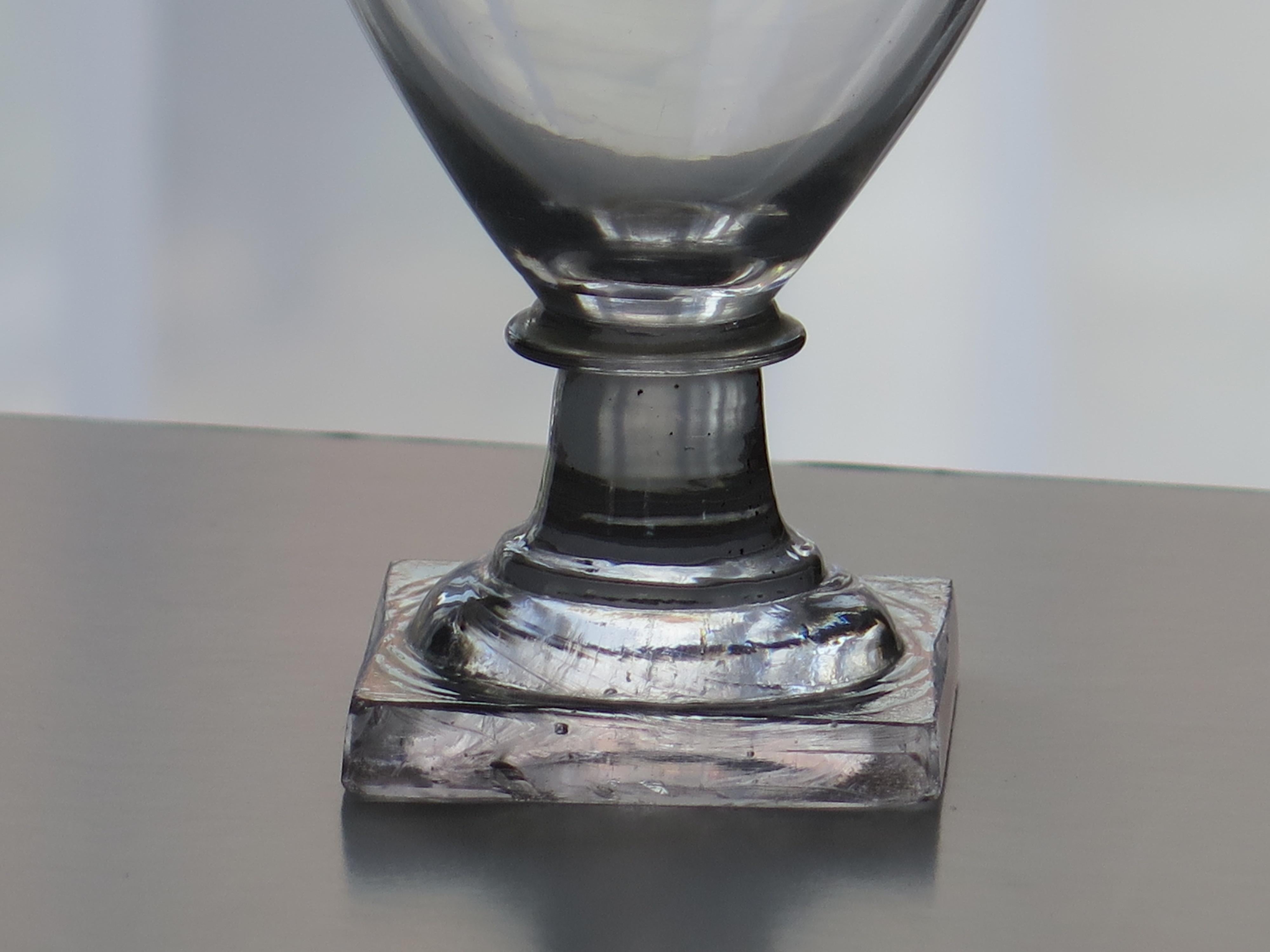 Hand-Crafted Georgian Rummer Drinking Glass Hand Blown with Square Foot, English circa 1790 For Sale