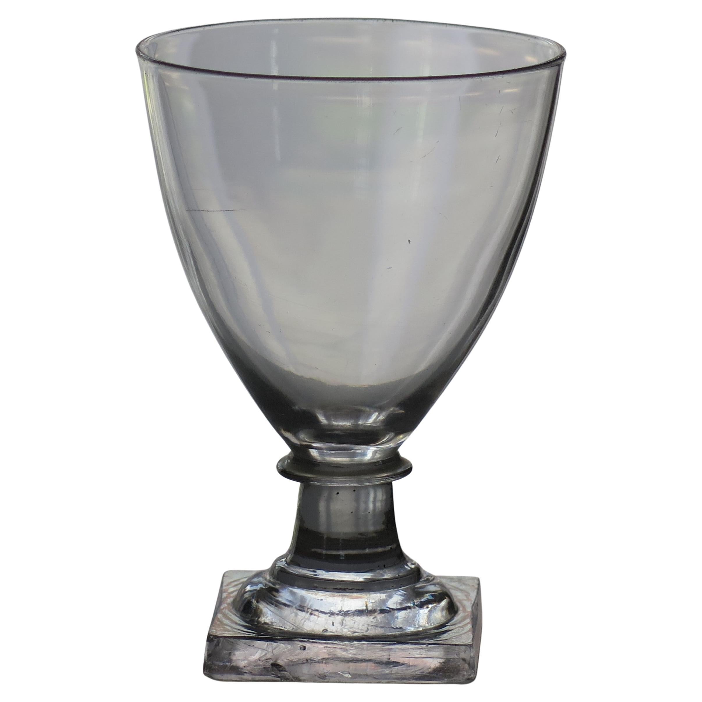 Georgian Rummer Drinking Glass Hand Blown with Square Foot, English circa 1790