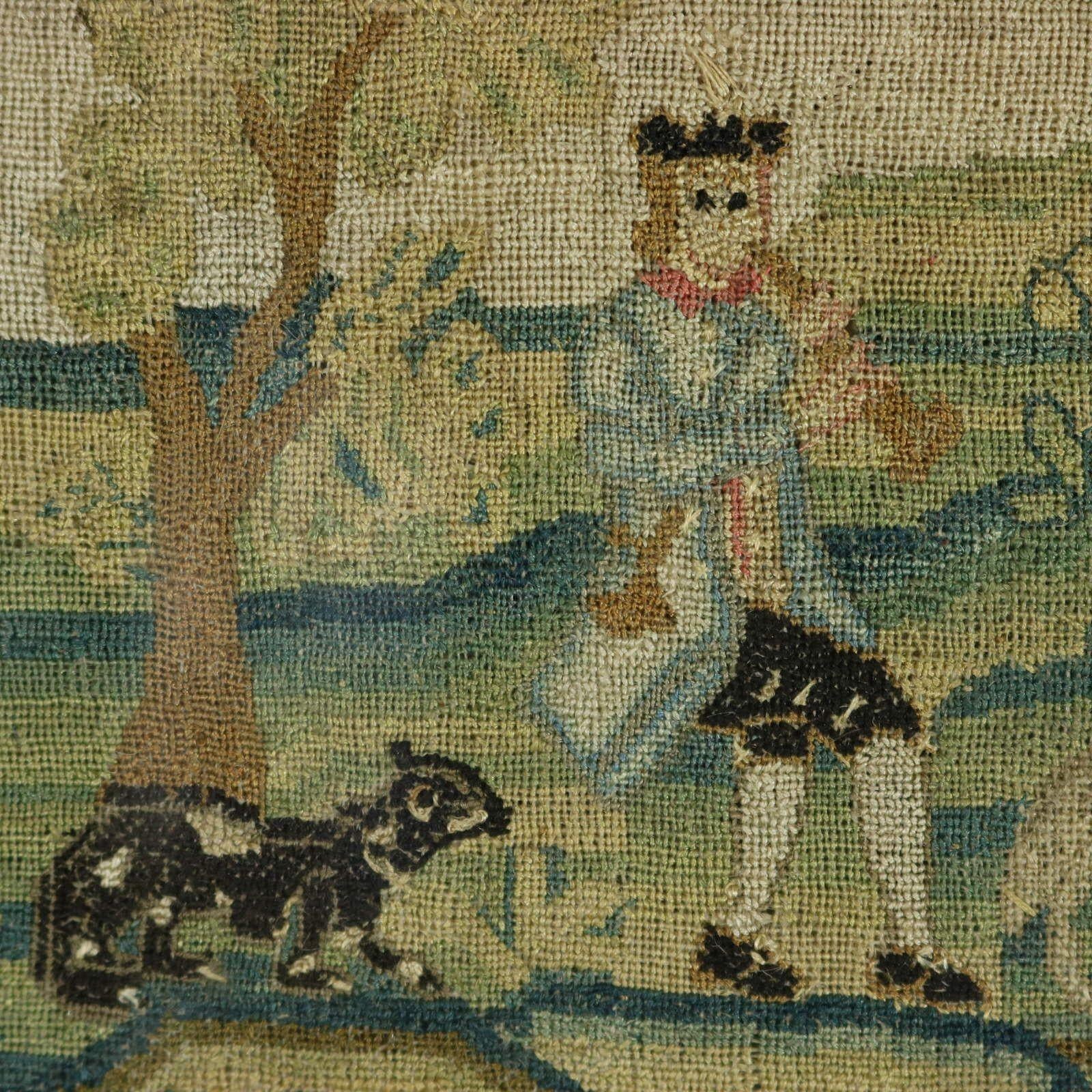 Sampler géorgien, 1779, par Mary Lee, Scène de campagne en vente 6