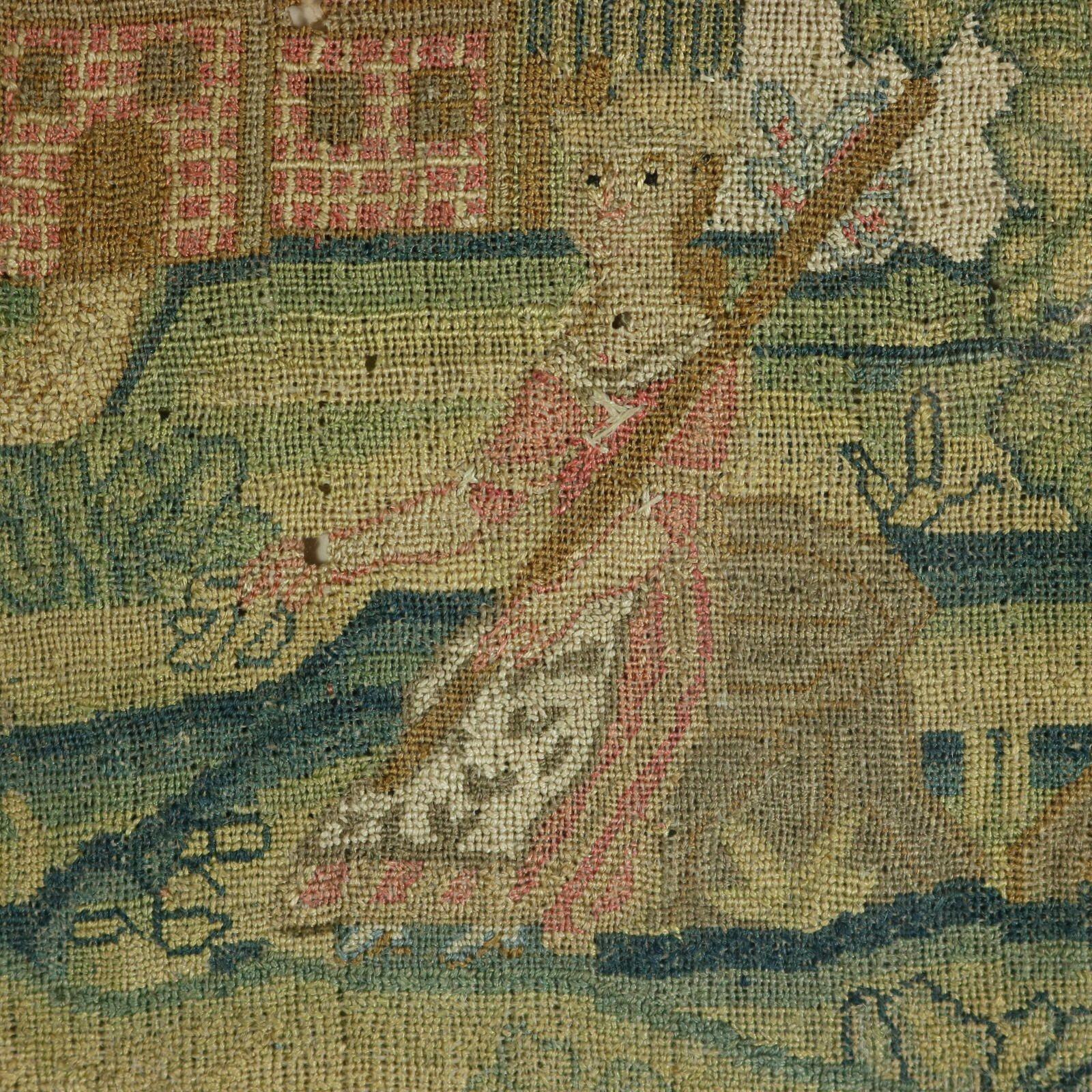 Sampler géorgien, 1779, par Mary Lee, Scène de campagne en vente 7