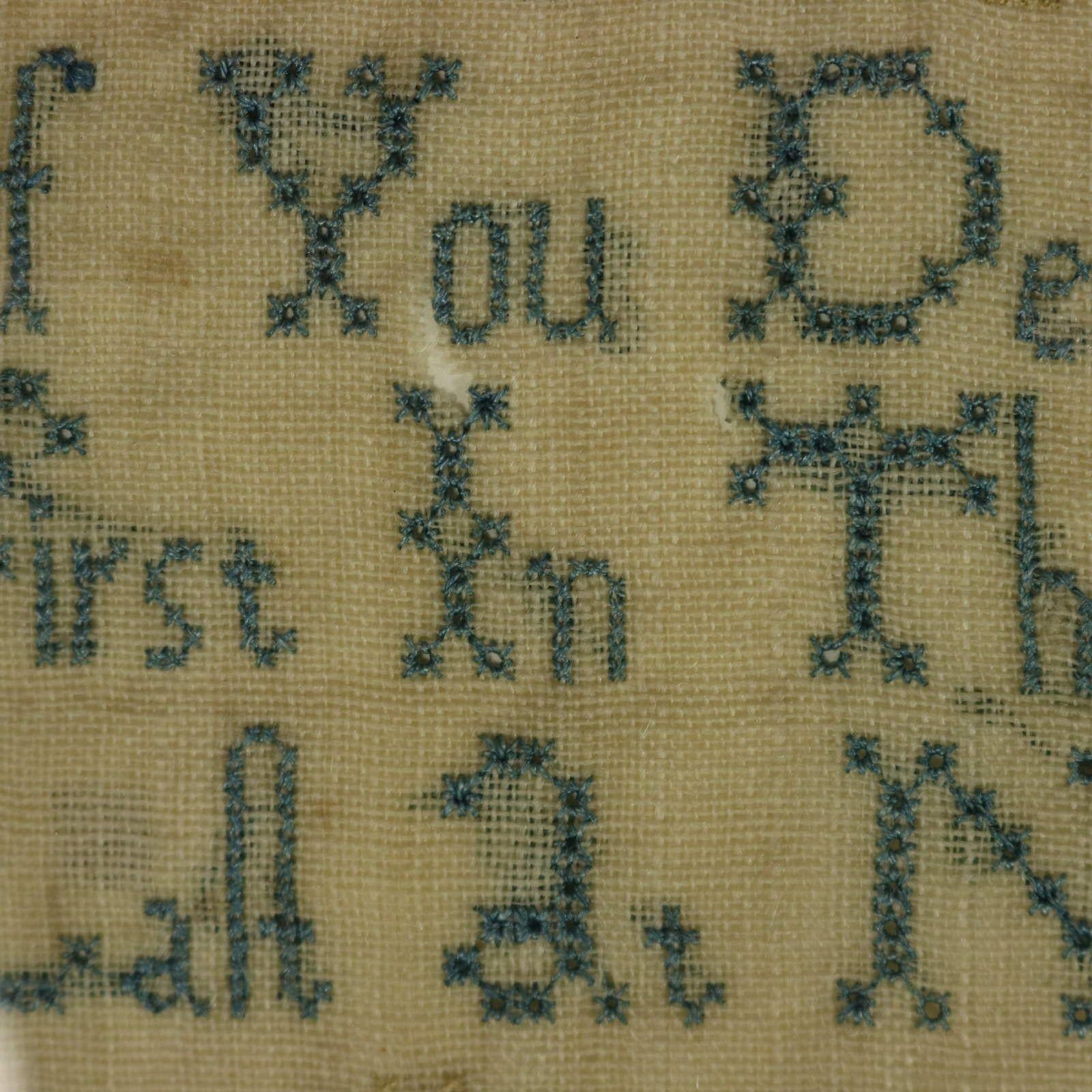 Sampler géorgien, 1779, par Mary Lee, Scène de campagne en vente 10
