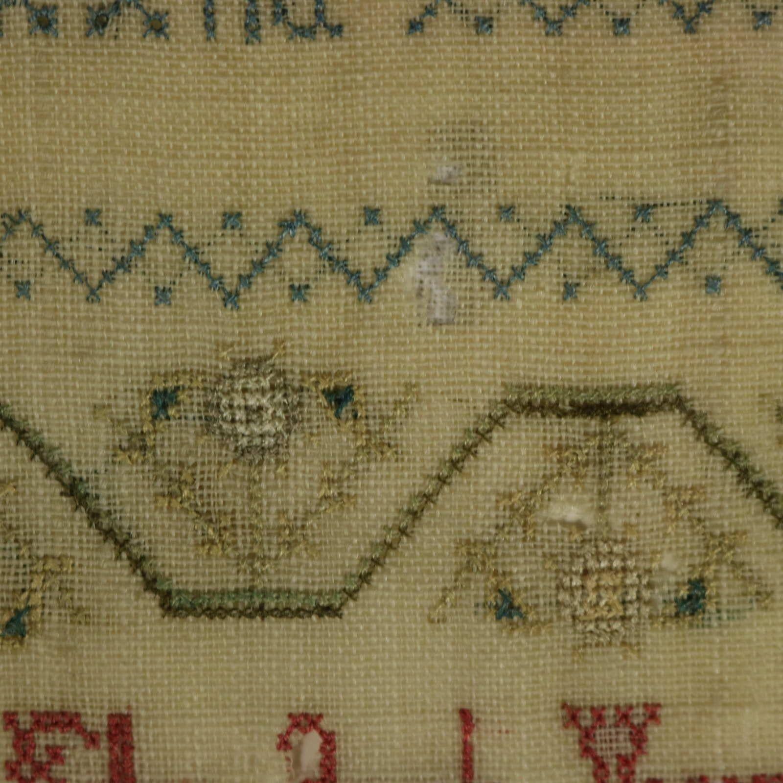 Sampler géorgien, 1779, par Mary Lee, Scène de campagne en vente 11