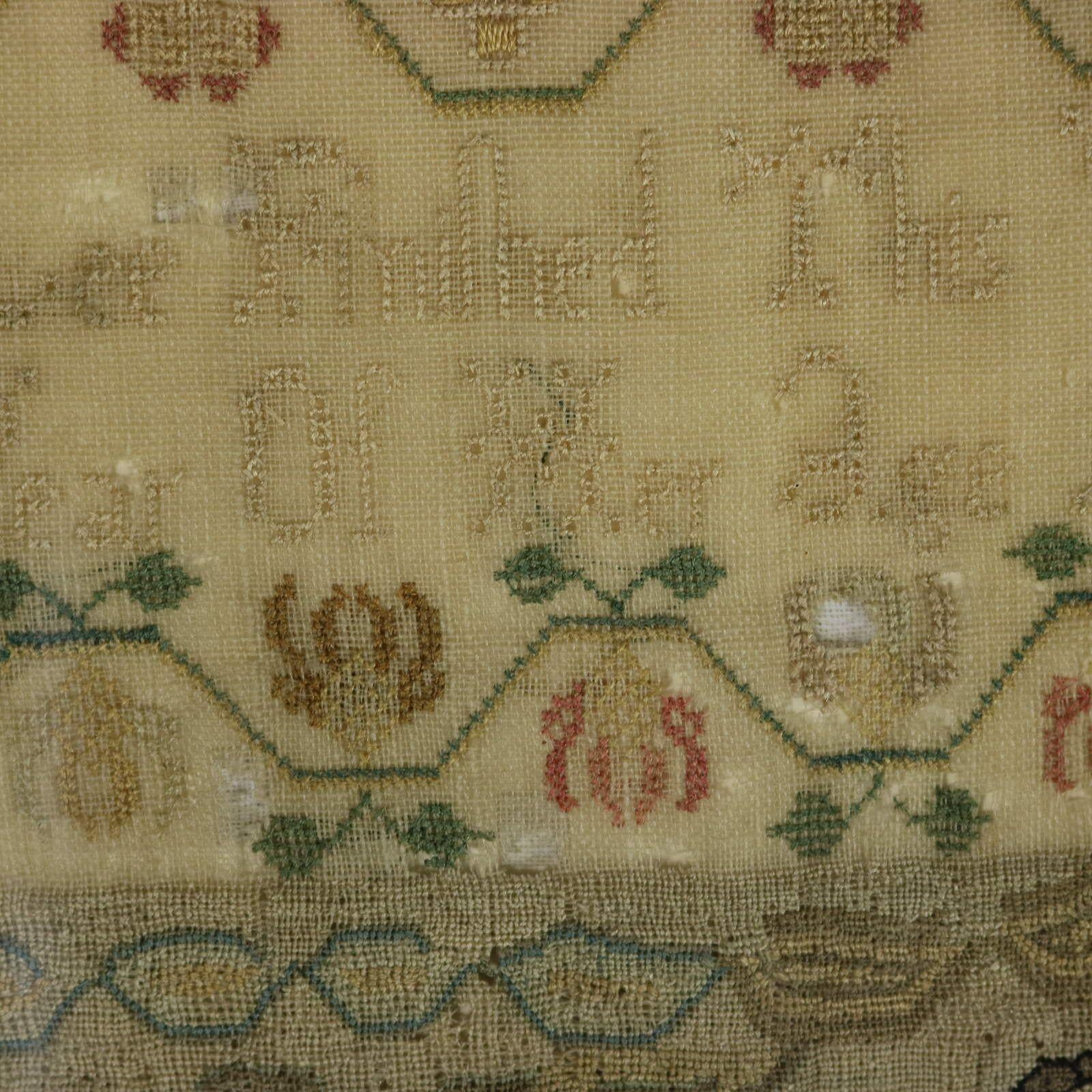 Sampler géorgien, 1779, par Mary Lee, Scène de campagne en vente 13