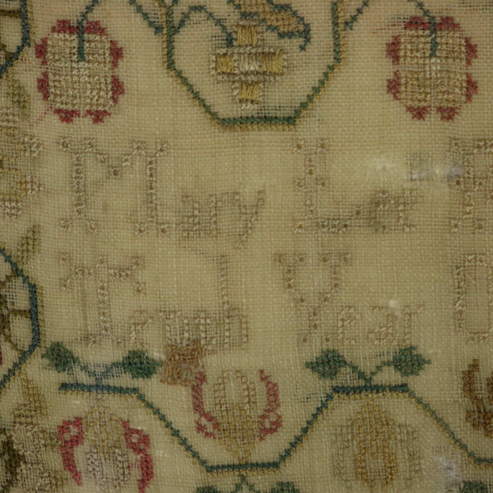 Sampler géorgien, 1779, par Mary Lee, Scène de campagne en vente 2