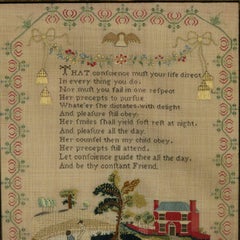 Georgian Sampler, 1810, by Mary Peers with Country Scene