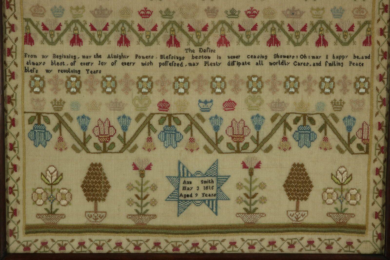 Georgian Sampler, 1815, Ann Smith Aged 9 In Good Condition For Sale In Chelmsford, Essex
