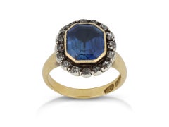 Georgian sapphire and diamond cluster ring, circa 1820