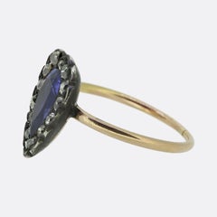 Georgian Sapphire and Diamond Cluster Ring