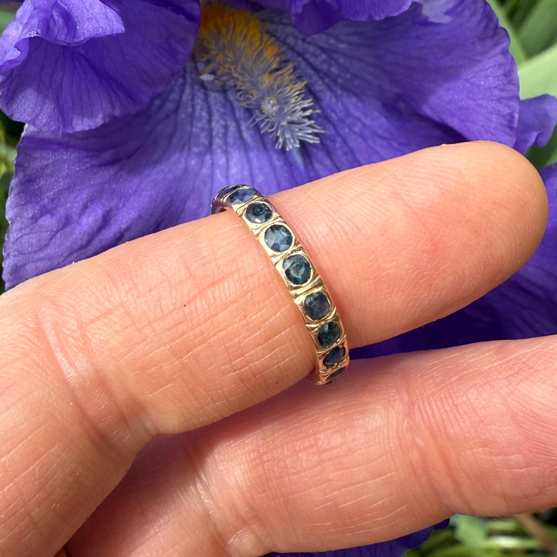 Georgian Sapphire Eternity Ring

England, early 19th century.

High carat gold, set with sapphires.


Measurements

• Ring size: O UK / 7 US / 55 EU

• Weight: 3.17 grams
 

A finely crafted Georgian eternity ring, composed of a continuous band of