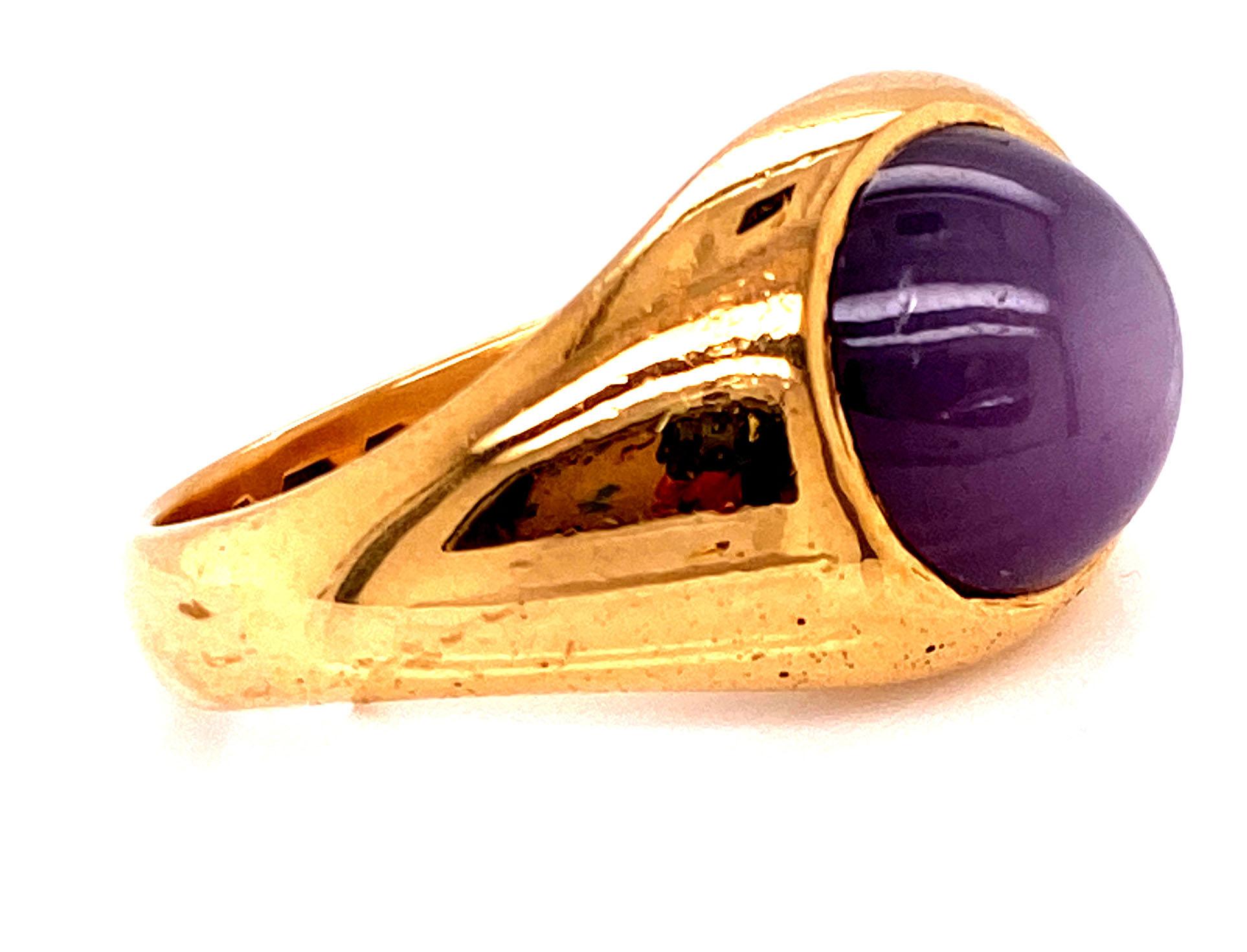 Georgian Sapphire Ring Mens Purple Star Cabochon Original 1818s Antique 18k In Excellent Condition In Dearborn, MI