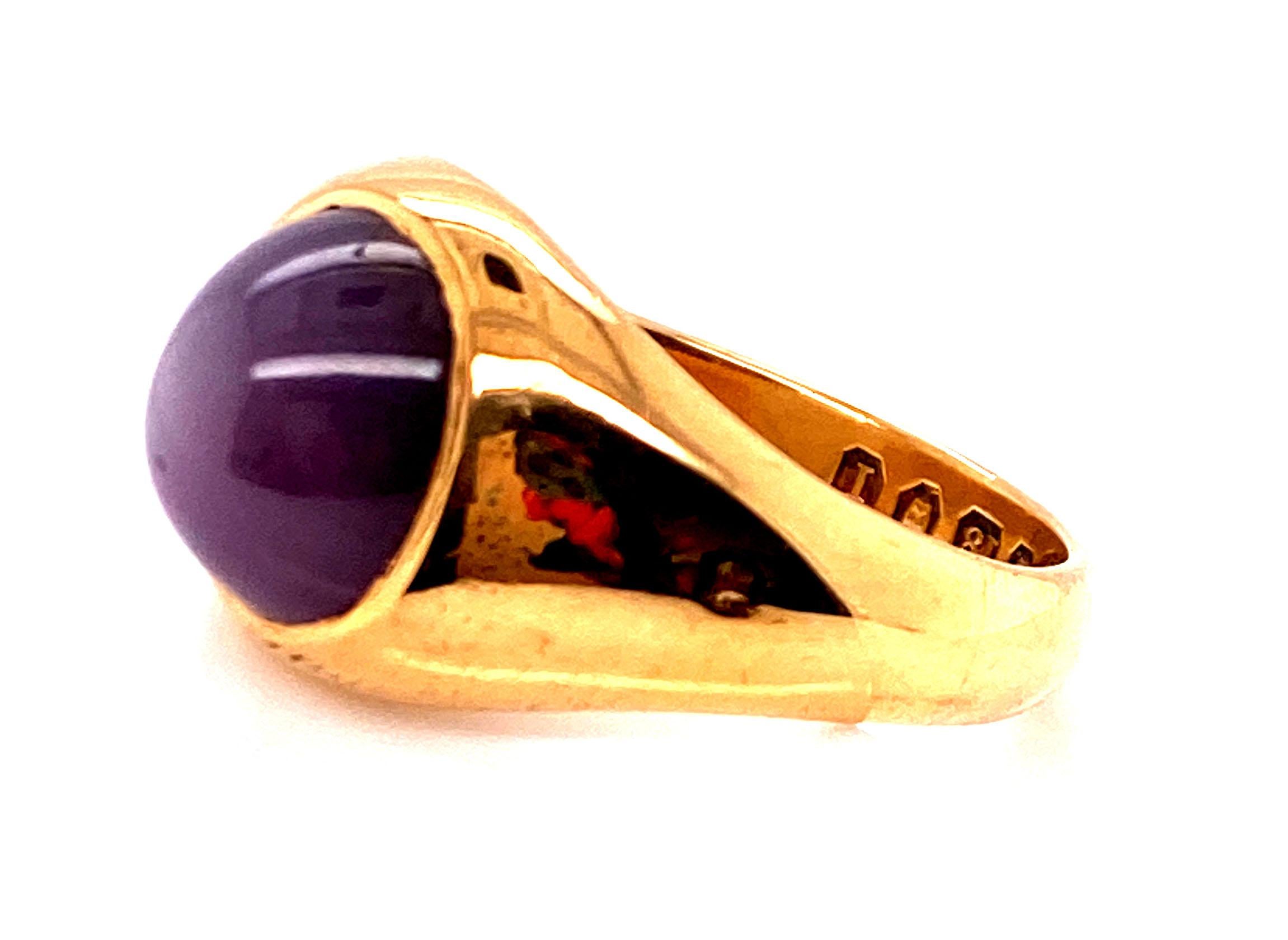 Women's or Men's Georgian Sapphire Ring Mens Purple Star Cabochon Original 1818s Antique 18k