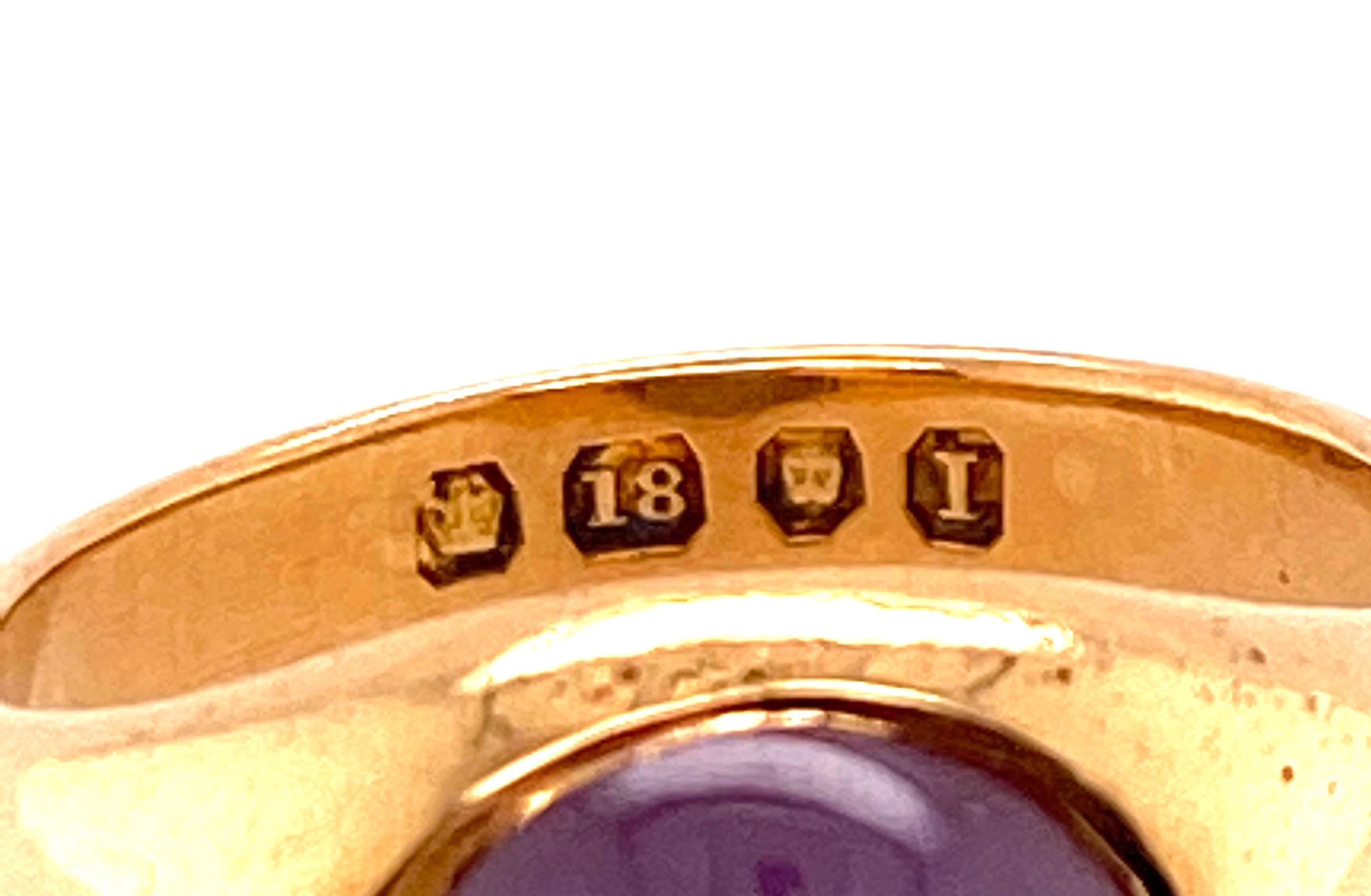 Georgian Sapphire Ring Mens Purple Star Cabochon Original 1818s Antique 18k 1