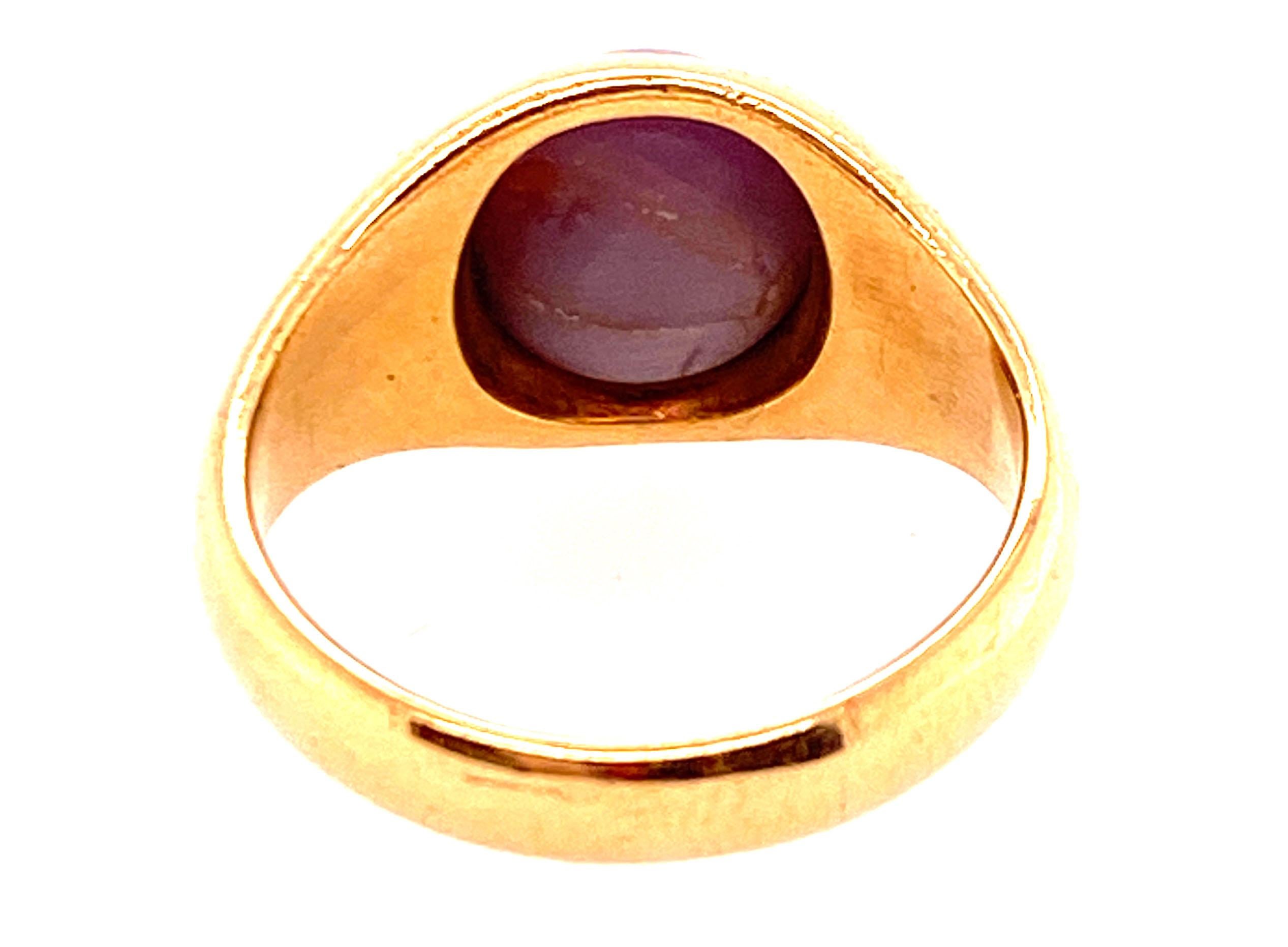 Georgian Sapphire Ring Mens Purple Star Cabochon Original 1818s Antique 18k 2