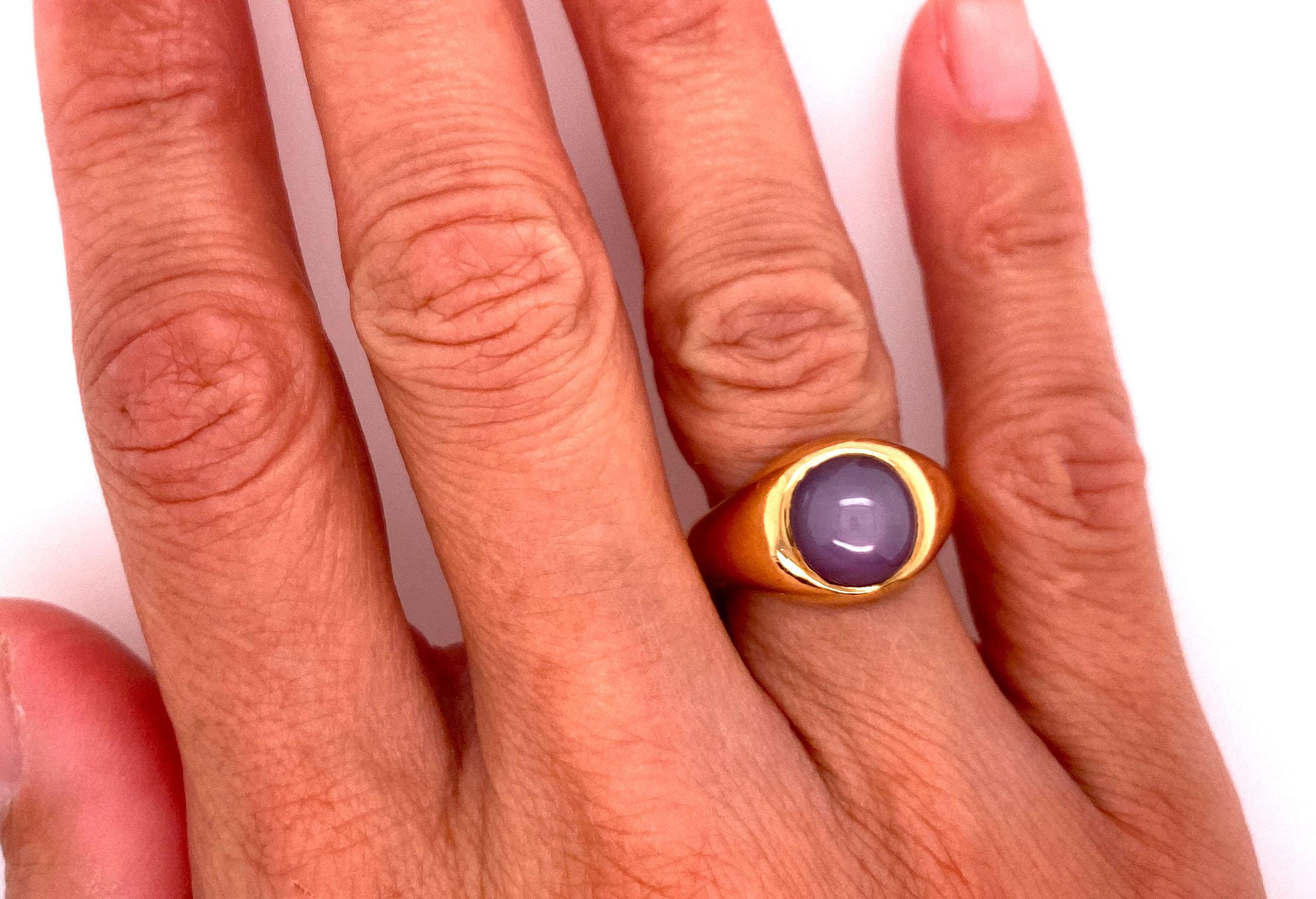 Georgian Sapphire Ring Mens Purple Star Cabochon Original 1818s Antique 18k 3