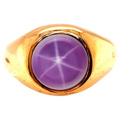 Georgian Sapphire Ring Mens Purple Star Cabochon Original 1818s Antique 18k