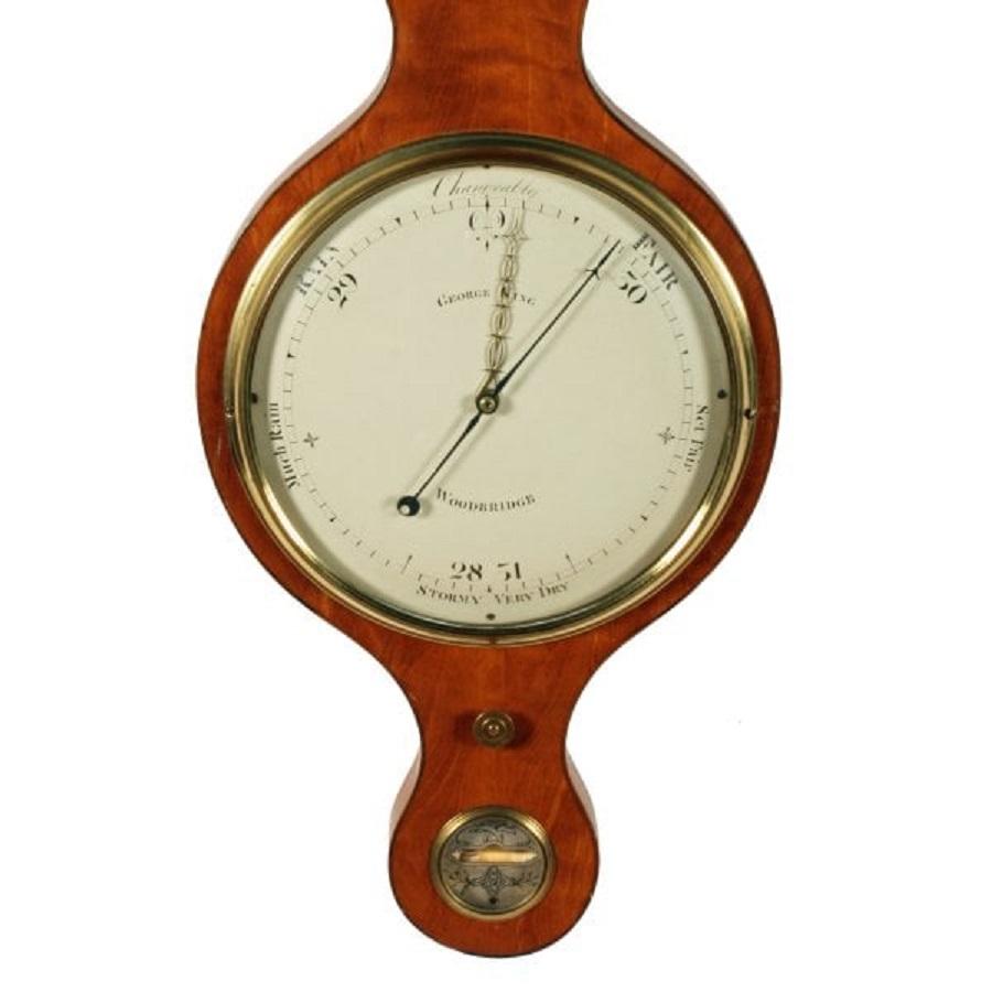 European Georgian Satinwood Dial Barometer, 19th Century For Sale