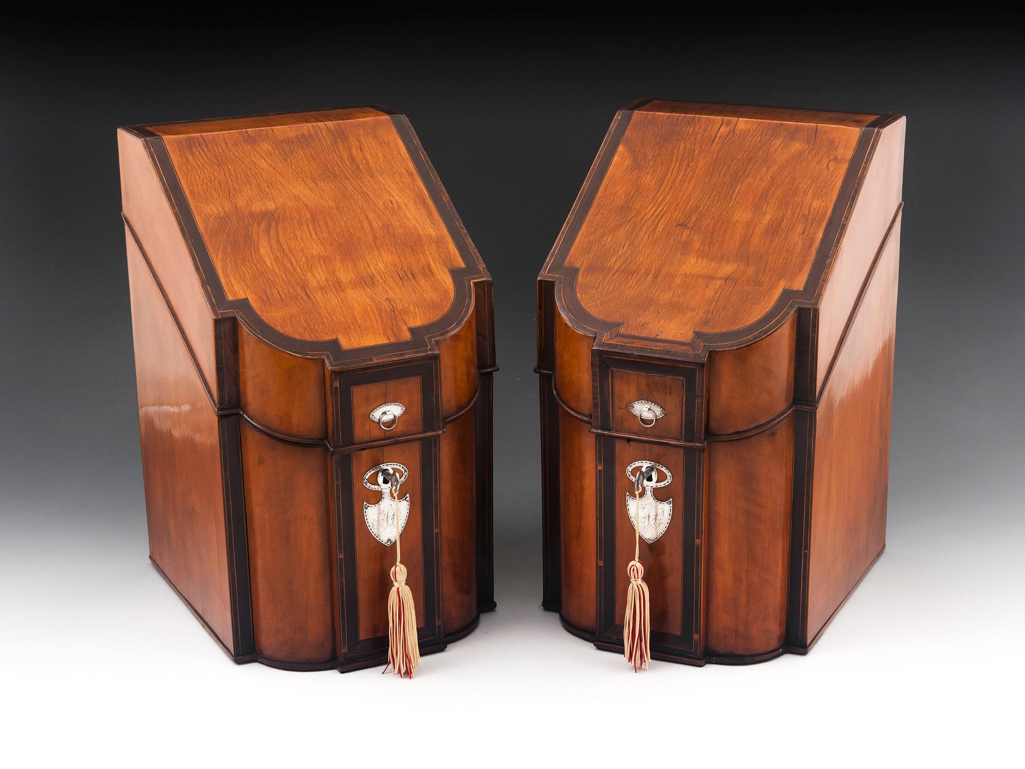 Knipe Boxes Georgian Satinwood Cutlery Knife Boxes For Sale at 1stDibs