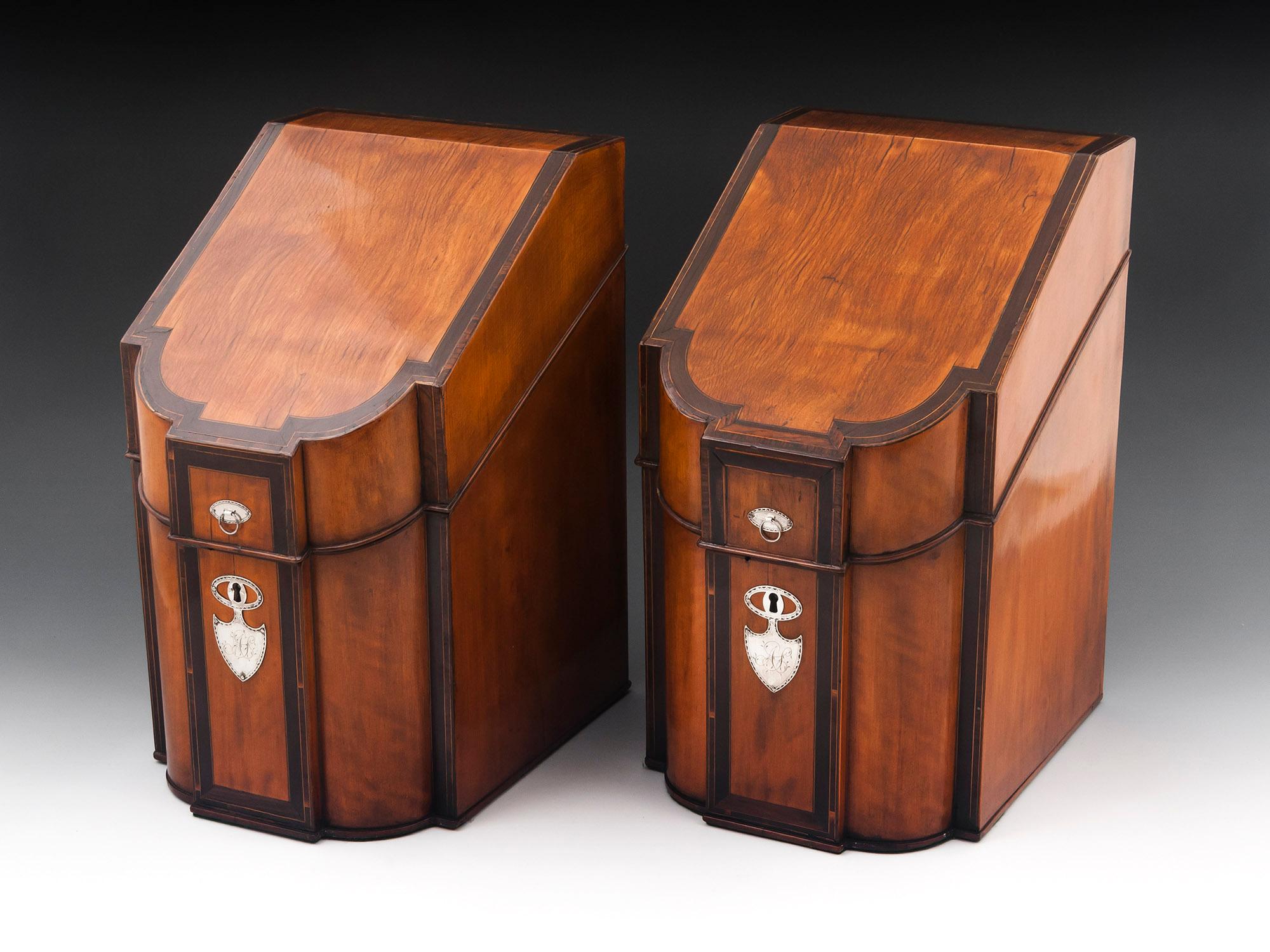 Knipe Boxes Georgian Satinwood Cutlery Knife Boxes For Sale at 1stDibs