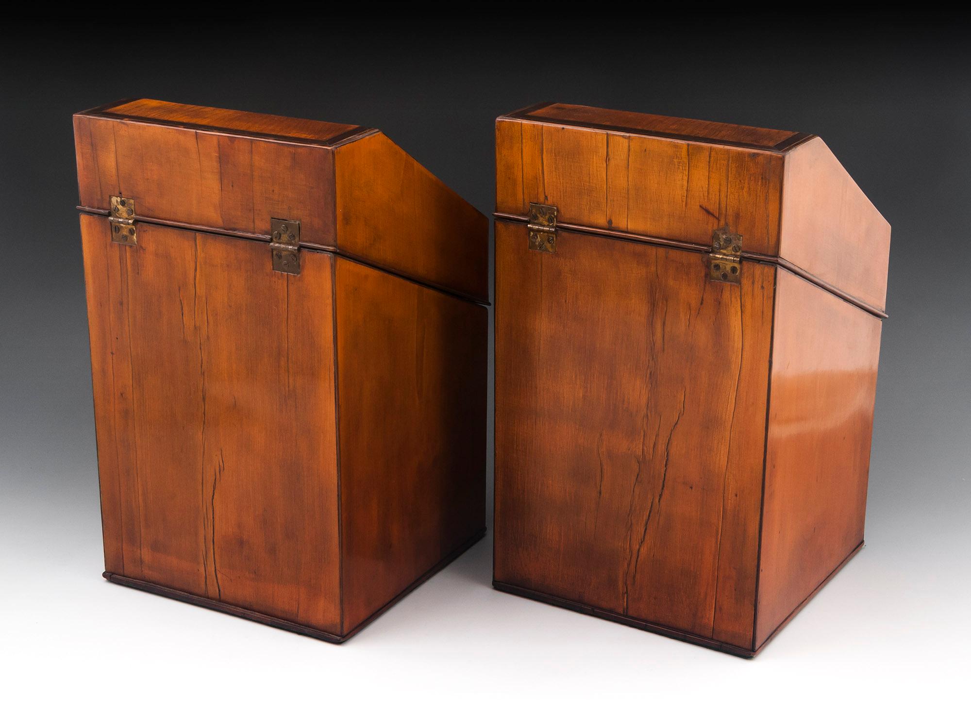 Knipe Boxes Georgian Satinwood Cutlery Knife Boxes For Sale at 1stDibs
