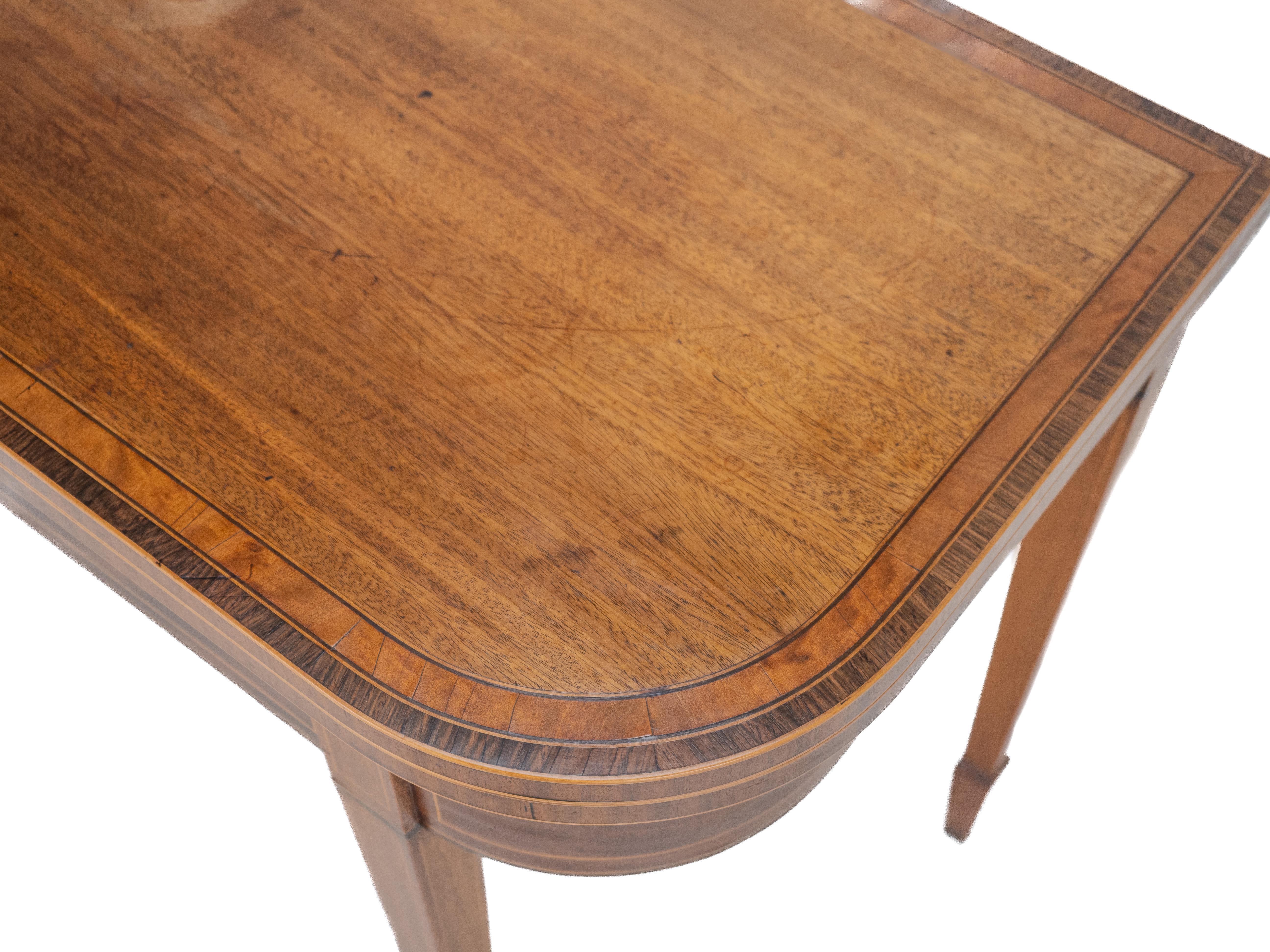 Georgian Satinwood, Rosewood, Ebony, Boxwood Inlaid Mahogany Console Tea Table 10