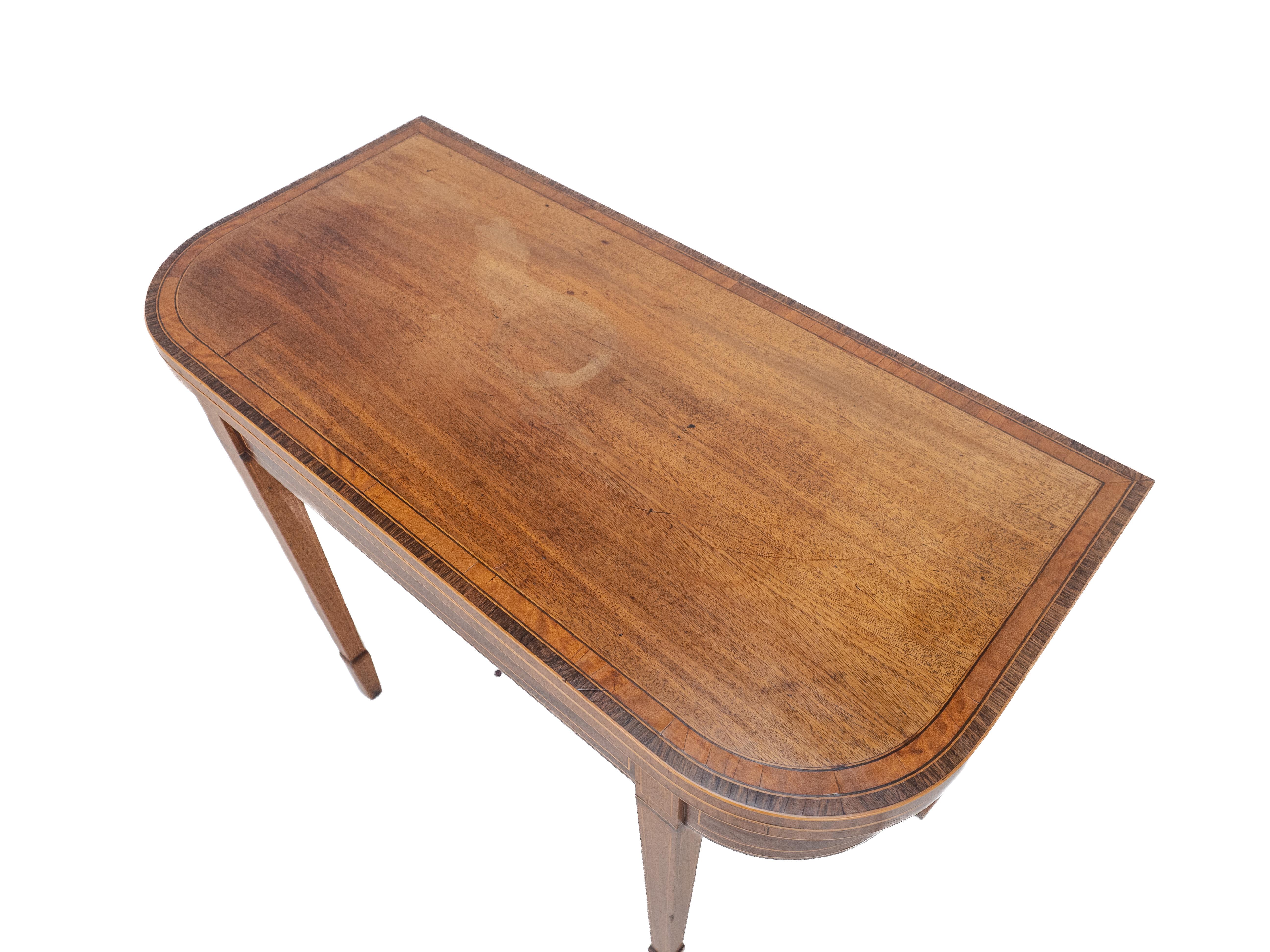 Georgian Satinwood, Rosewood, Ebony, Boxwood Inlaid Mahogany Console Tea Table 11