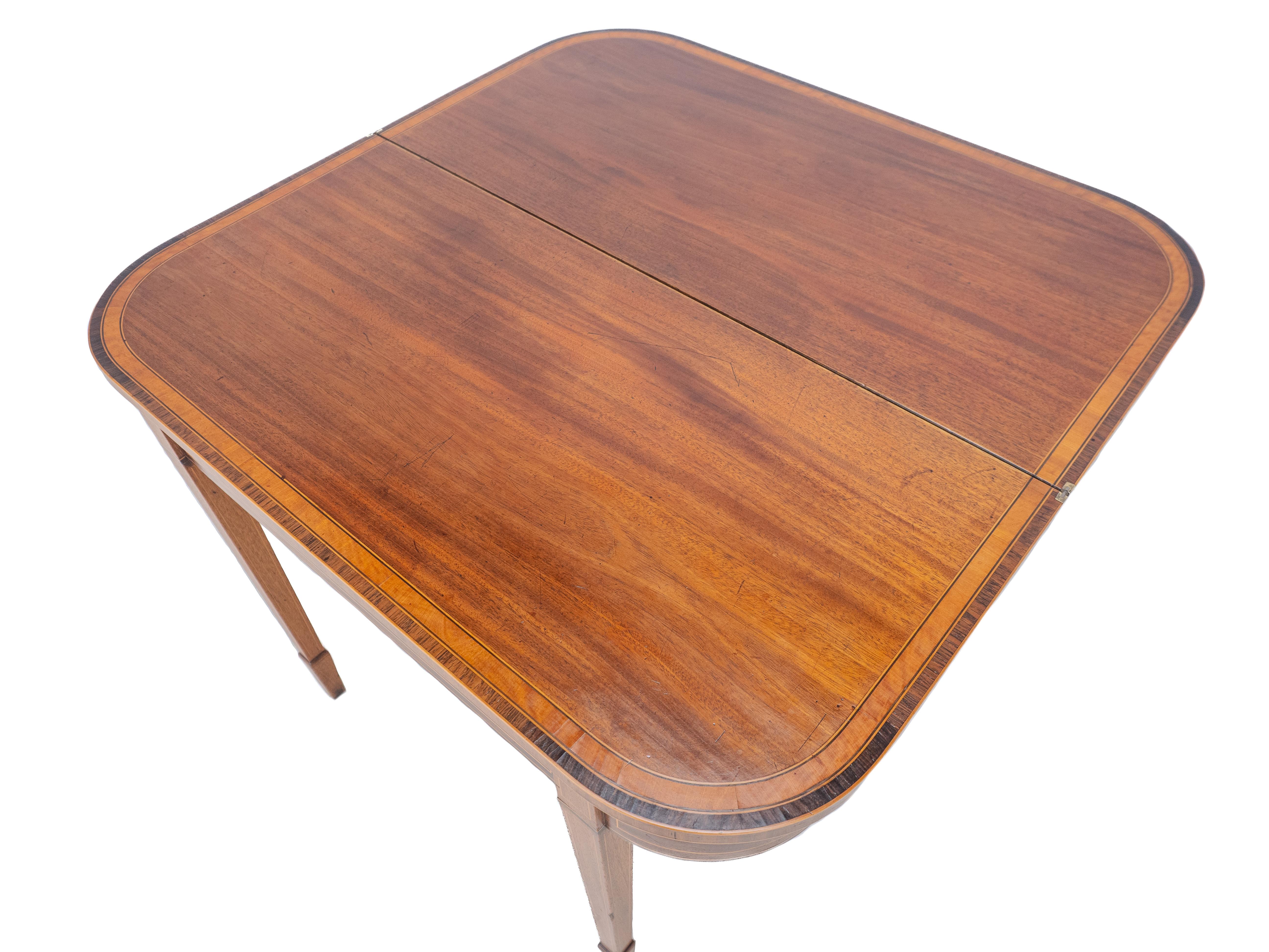 Georgian Satinwood, Rosewood, Ebony, Boxwood Inlaid Mahogany Console Tea Table 12