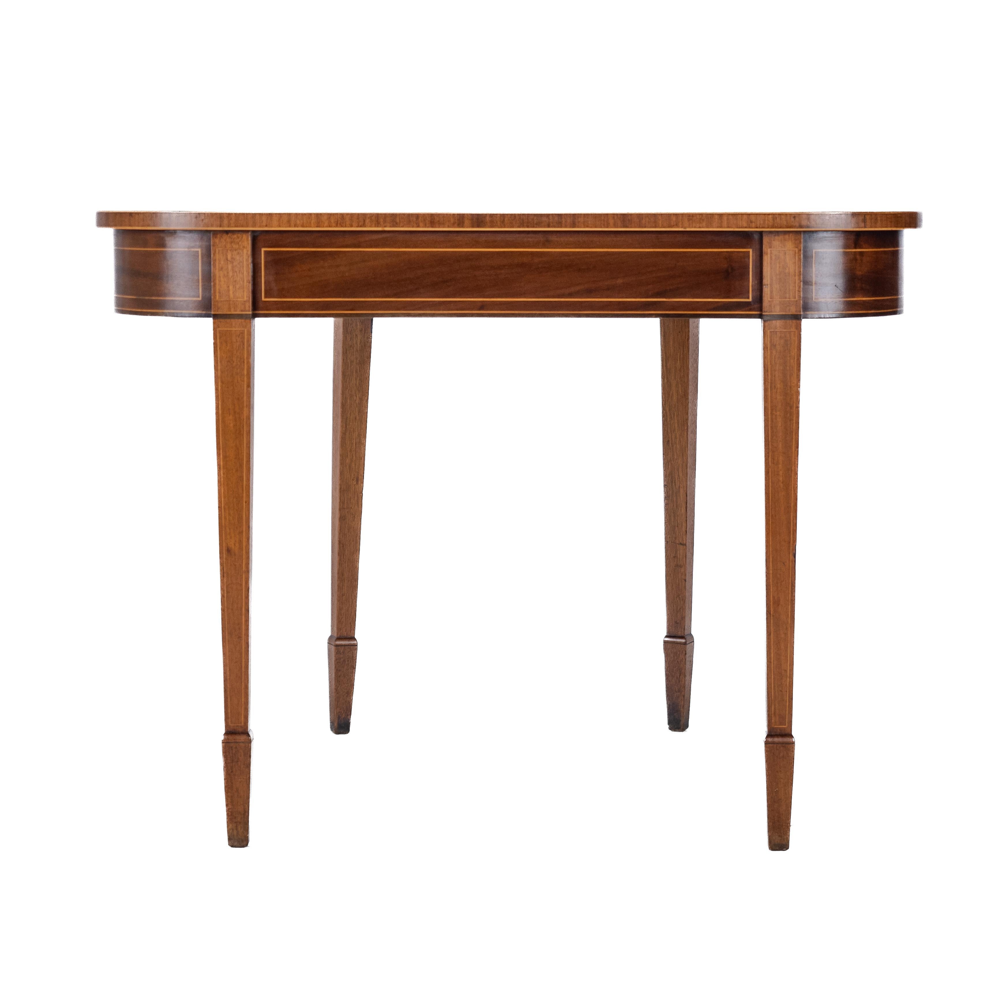 Georgian Satinwood, Rosewood, Ebony, Boxwood Inlaid Mahogany Console Tea Table 2
