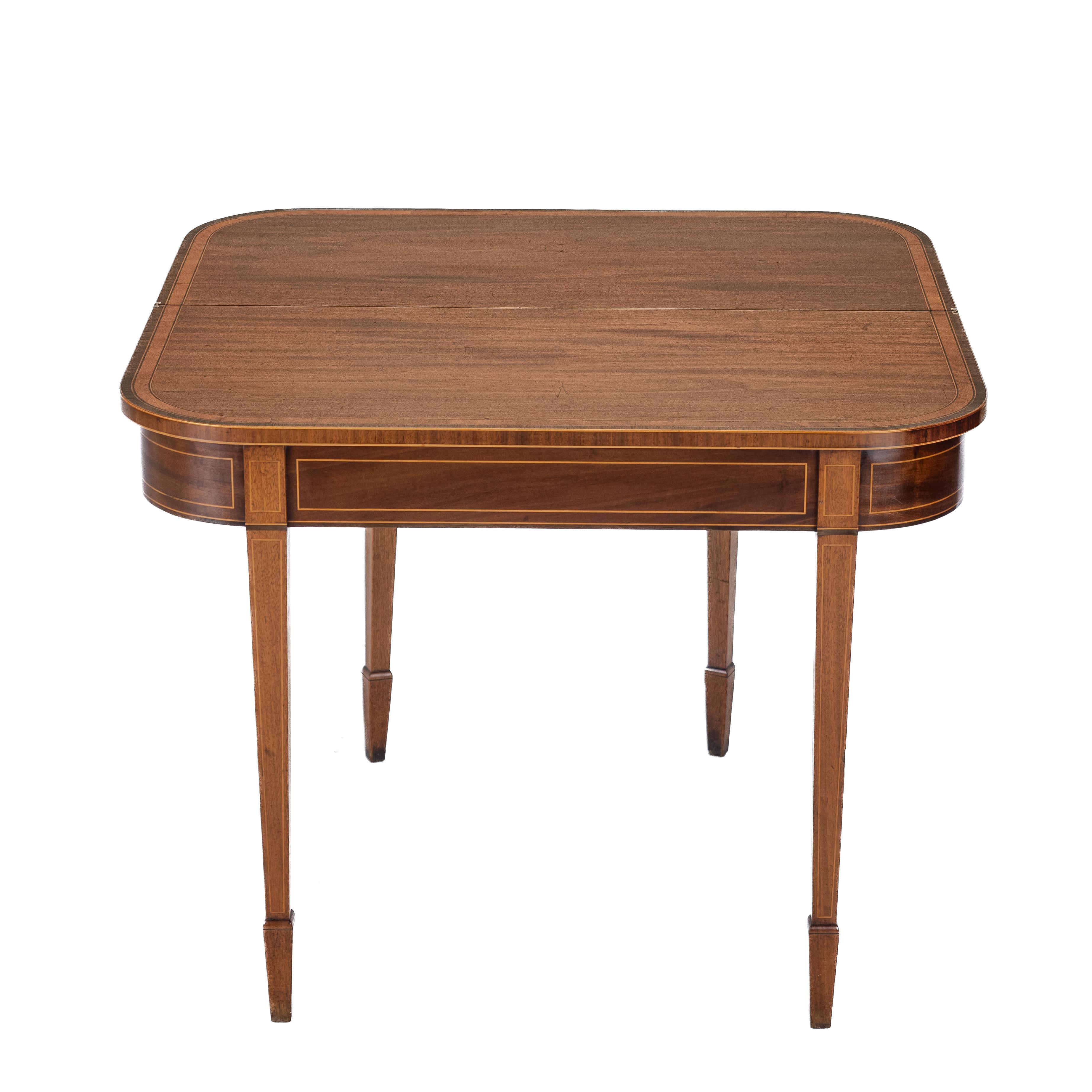 Inlay Georgian Satinwood, Rosewood, Ebony, Boxwood Inlaid Mahogany Console Tea Table