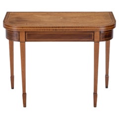 Georgian Satinwood, Rosewood, Ebony, Boxwood Inlaid Mahogany Console Tea Table