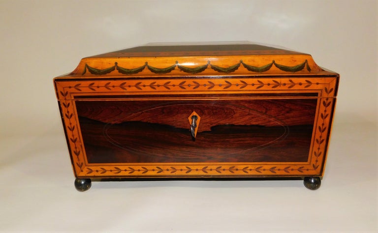 Georgian Satinwood Sewing Box circa 1825 with Lock and Key For Sale at  1stDibs