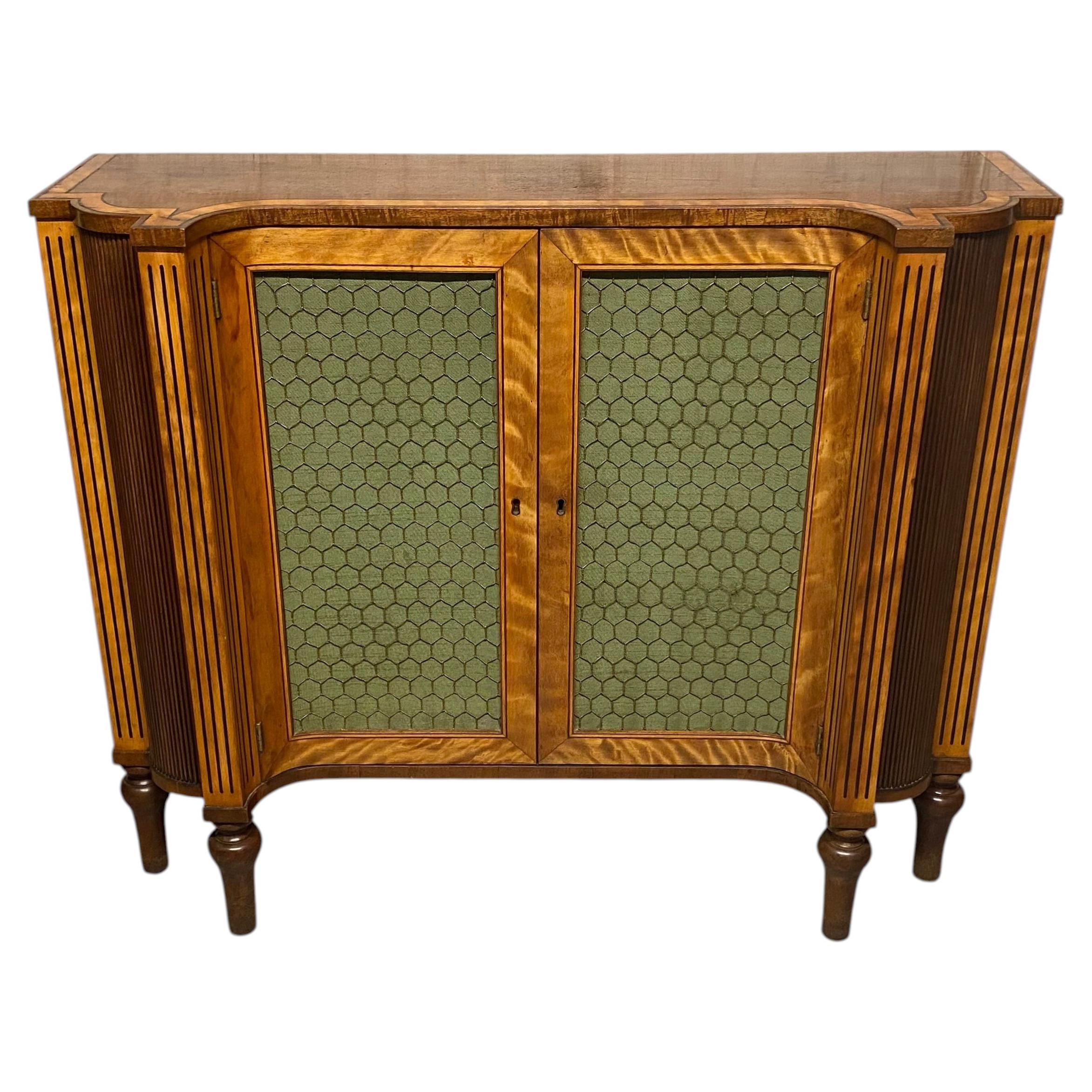 Georgian satinwood side cabinet in the manner of Ince & Mayhew For Sale