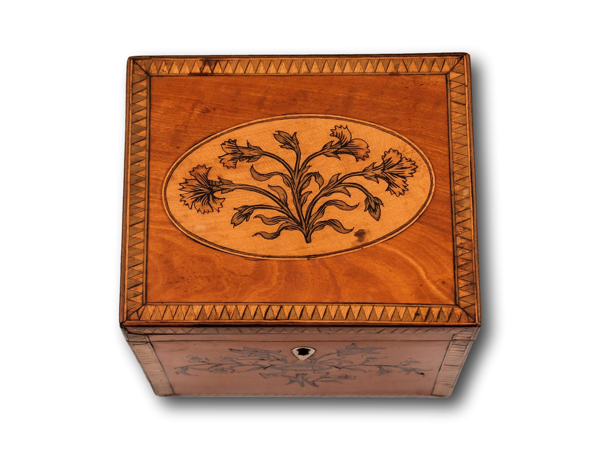 Hand-Crafted Georgian Satinwood Tea Caddy For Sale