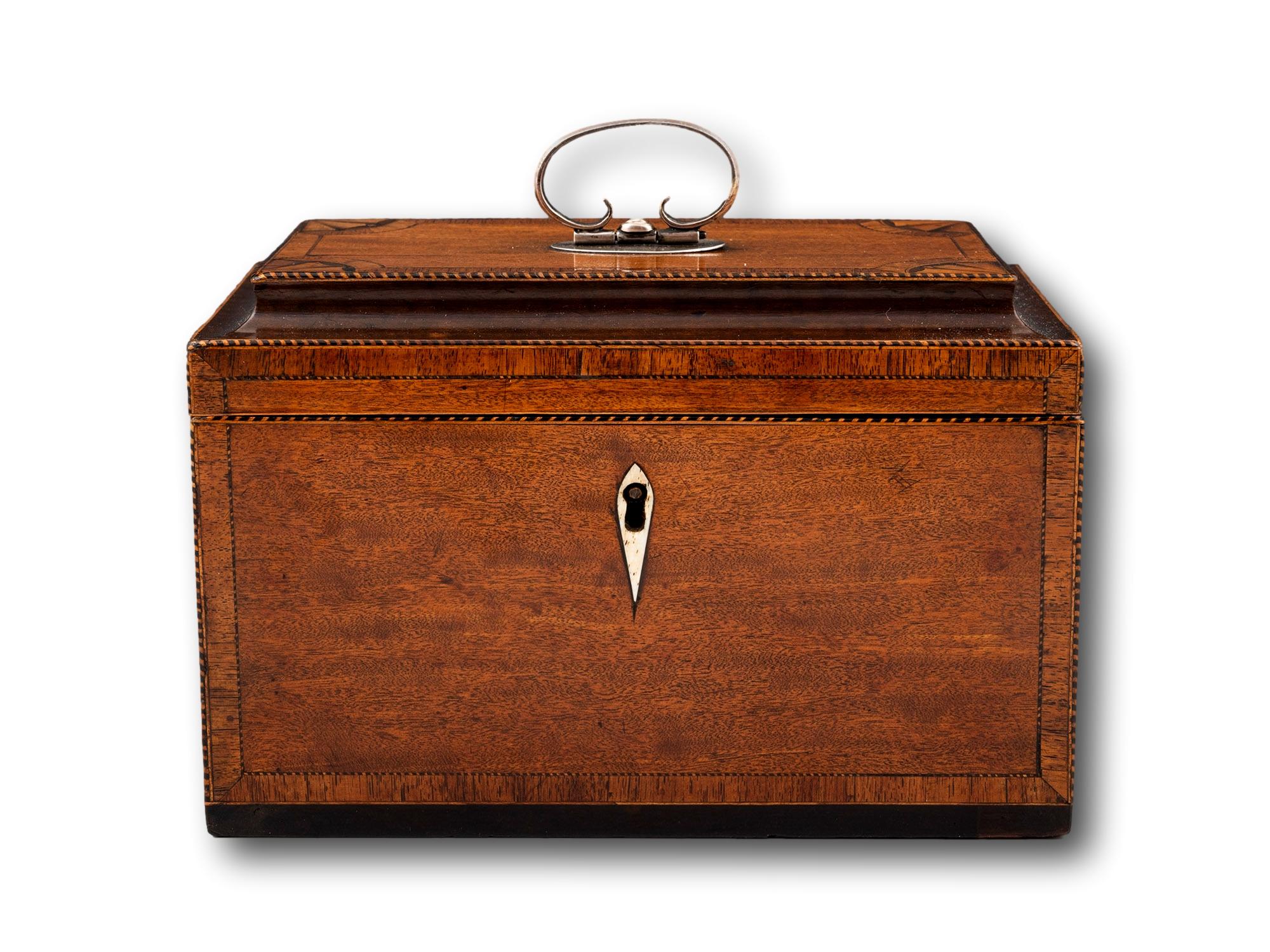Georgian Tea Chest with Boxwood & Ebony Checkered Stringing

From our Tea Caddy collection, we are delighted to offer this Rare Georgian Satinwood Tea Chest. The Tea Chest of rectangular form with cavetto raised lid veneered in Satinwood with
