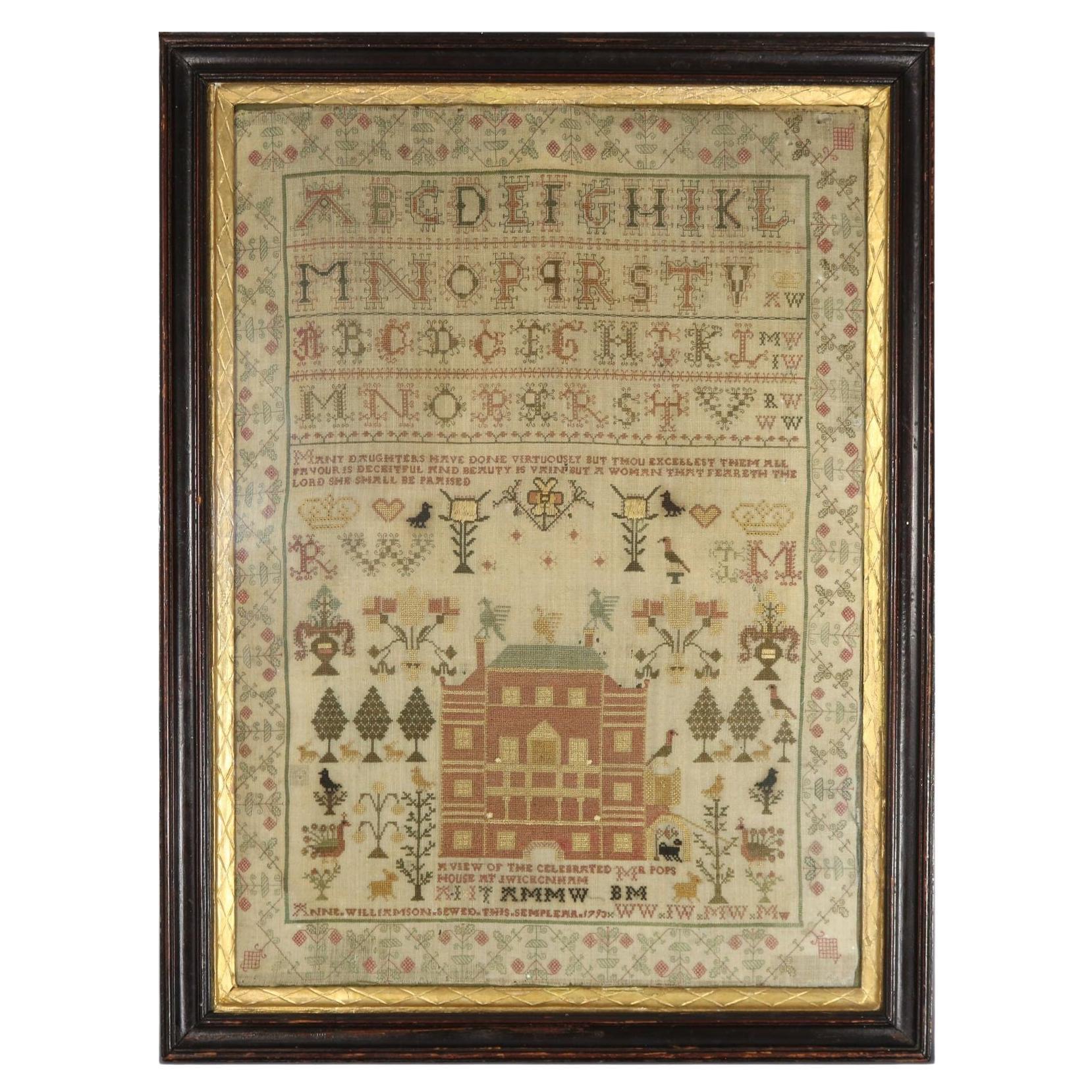 Georgian Scottish Sampler, 1793, by Anne Williamson For Sale