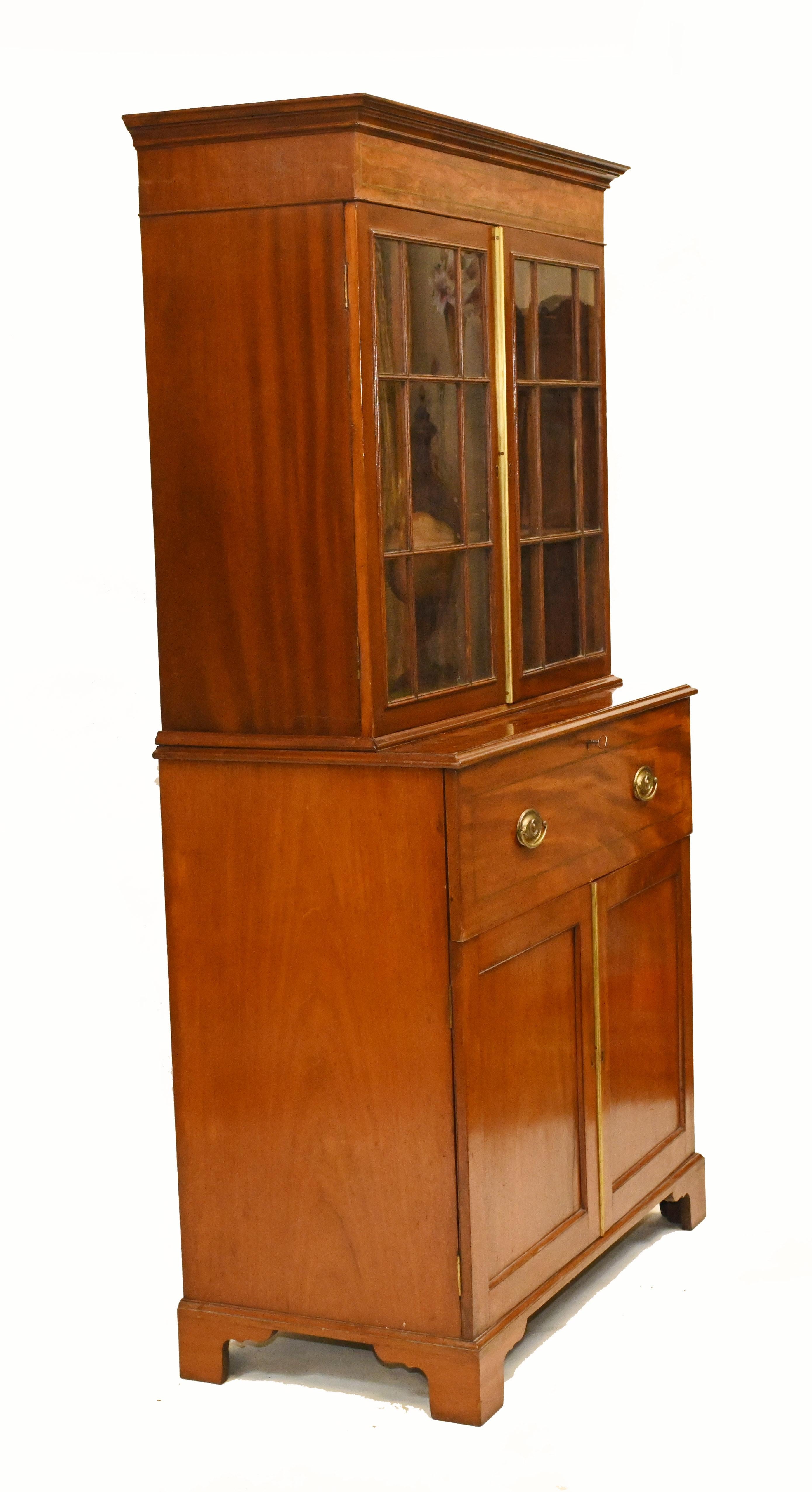 Georgian Secretaire Bookcase Desk Mahogany 1800 For Sale 9