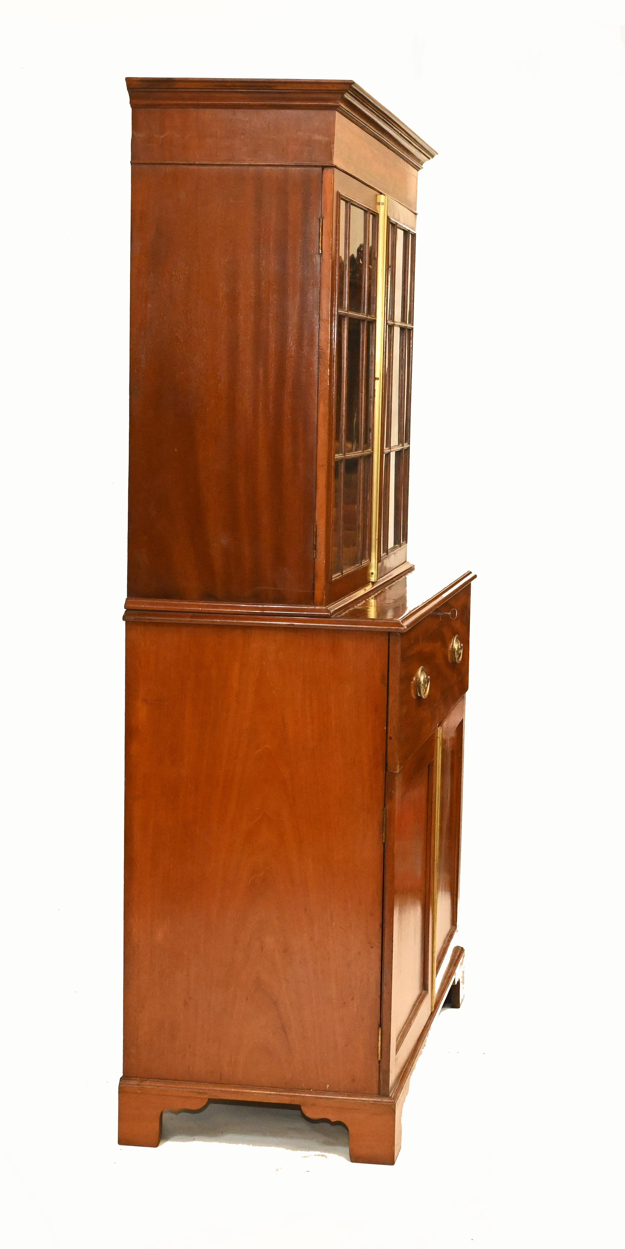 Georgian Secretaire Bookcase Desk Mahogany 1800 For Sale 10