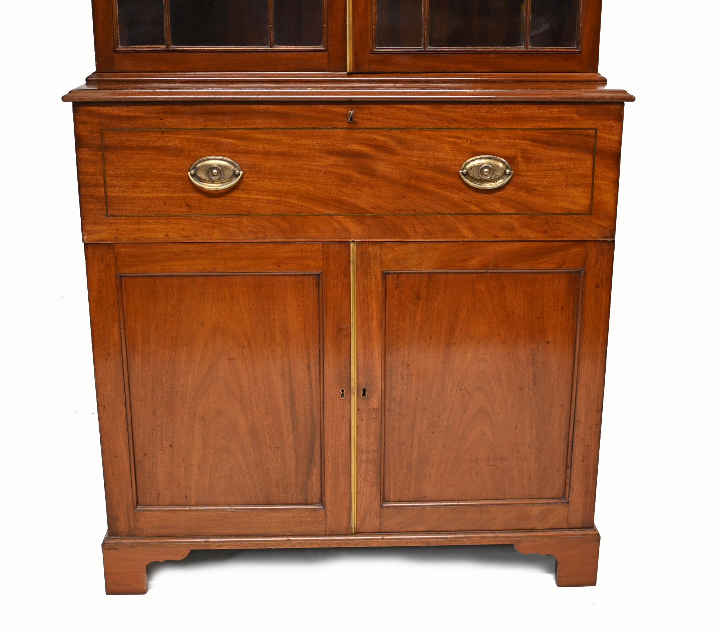 Georgian Secretaire Bookcase Desk Mahogany 1800 In Good Condition For Sale In Potters Bar, GB