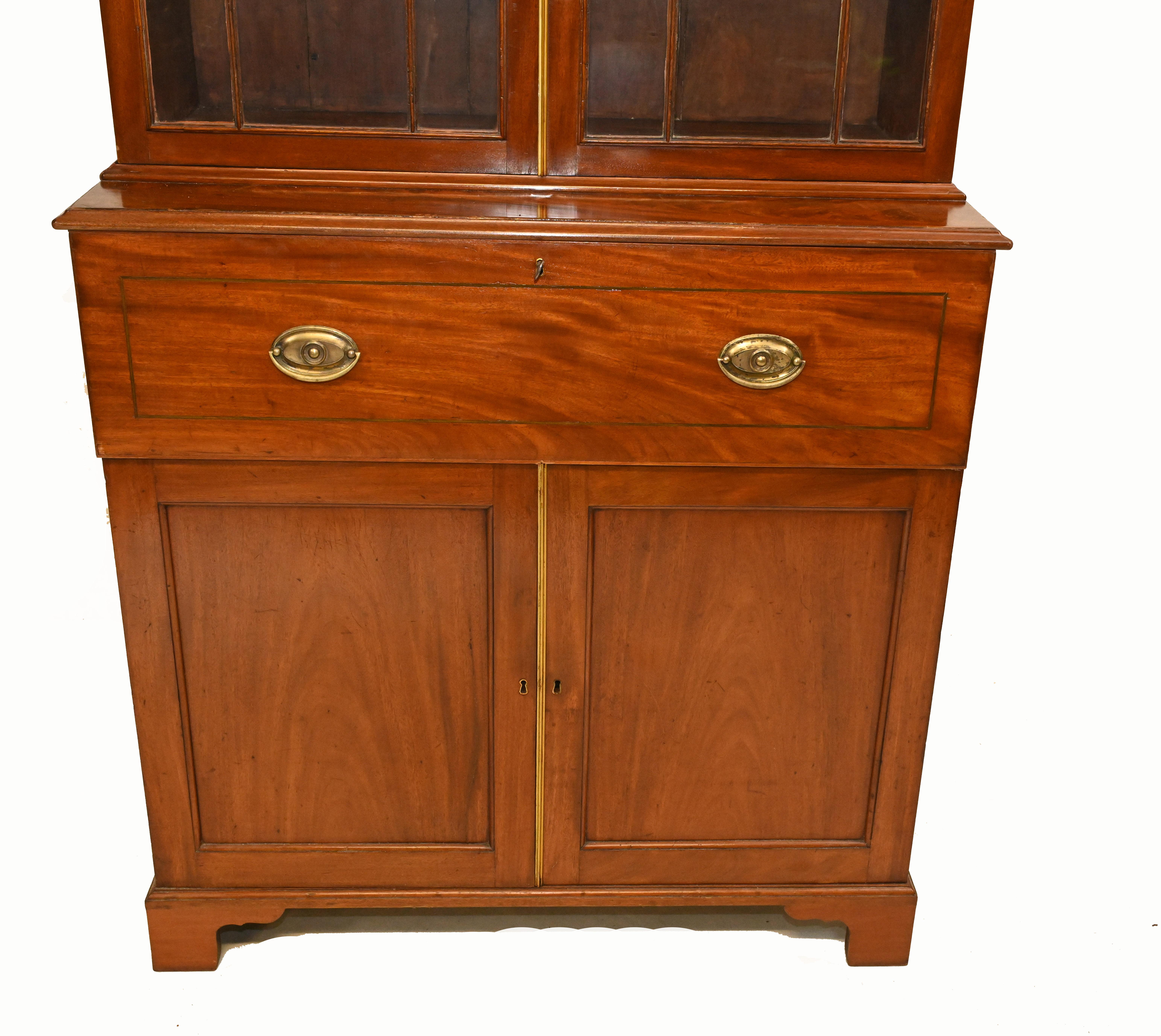 Georgian Secretaire Bookcase Desk Mahogany 1800 For Sale 2