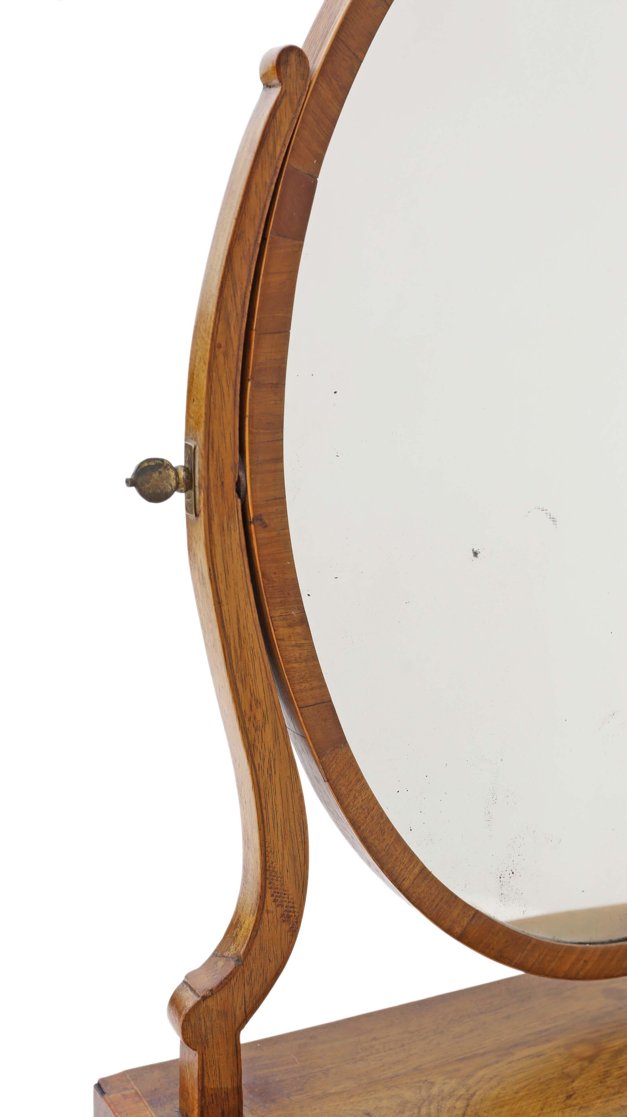 Georgian Serpentine Inlaid Mahogany Dressing Table Swing Mirror In Good Condition In Wisbech, Cambridgeshire