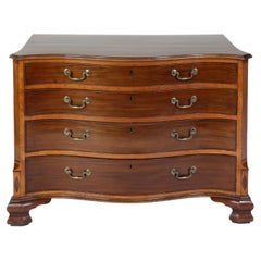 Georgian Serpentine Shaped Mahogany and Satinwood Chest of Drawers