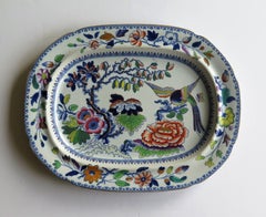 Plat de service en grès géorgien de Hicks Meigh & Johnson Motif d'oiseau volant