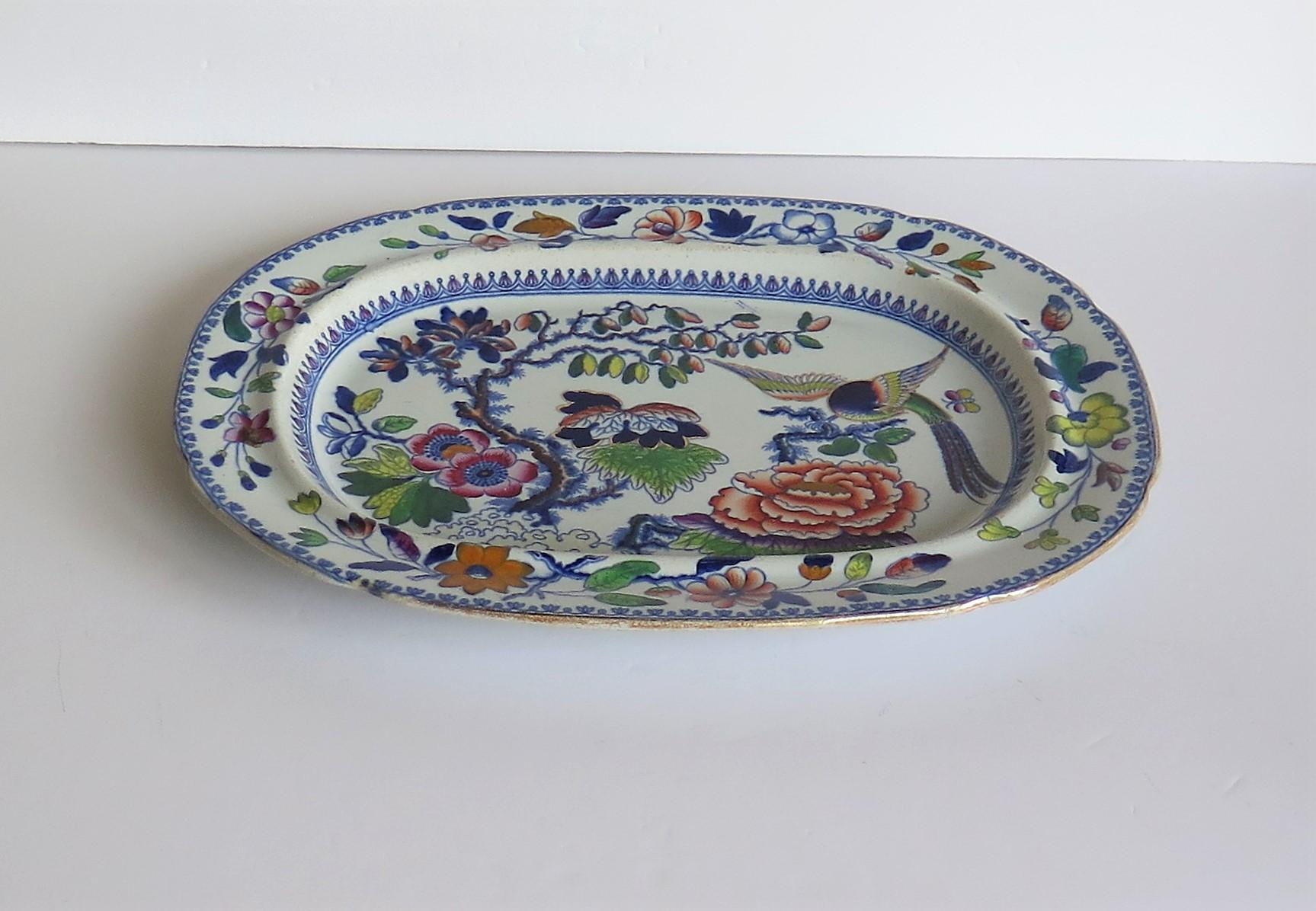 Chinoiserie Georgian Ironstone Serving Platter by Hicks Meigh & Johnson Flying Bird Pattern