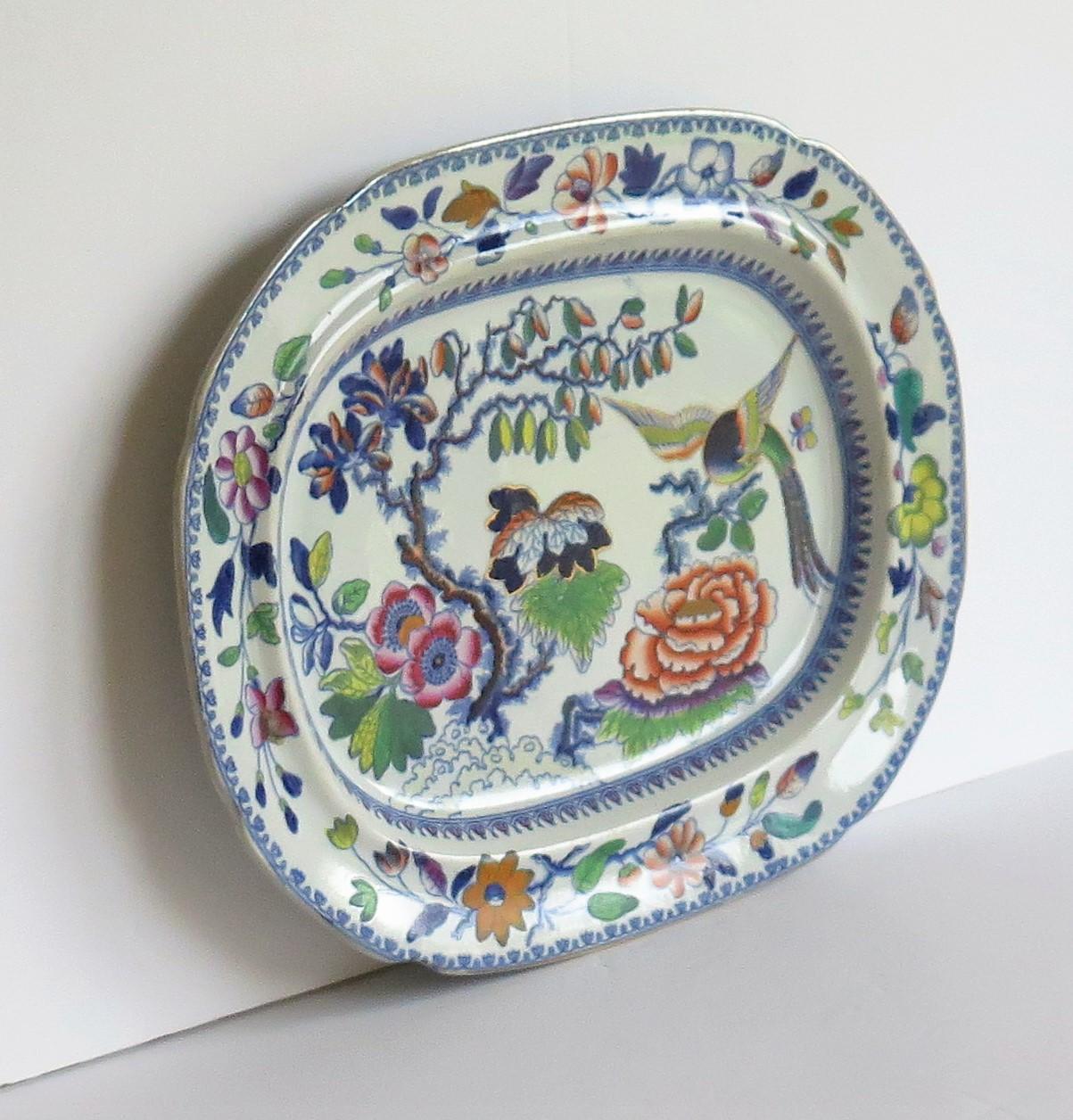 Georgian Ironstone Serving Platter by Hicks Meigh & Johnson Flying Bird Pattern In Good Condition In Lincoln, Lincolnshire