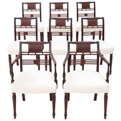 Antique Georgian Set of 8 '6+2' Inlaid Mahogany Dining Chairs